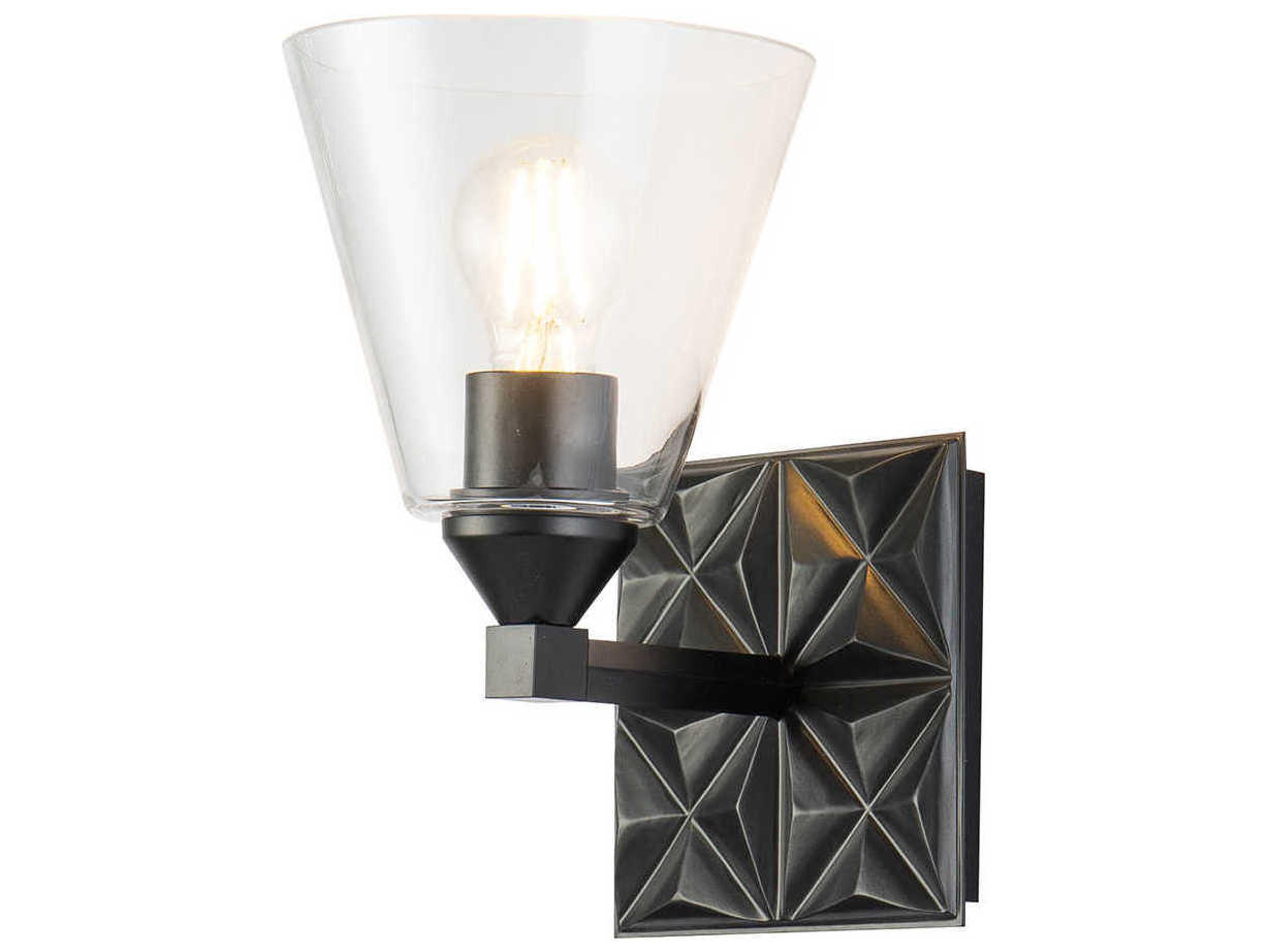 Alpha 1-Light Matte Black Glass Wall Sconce