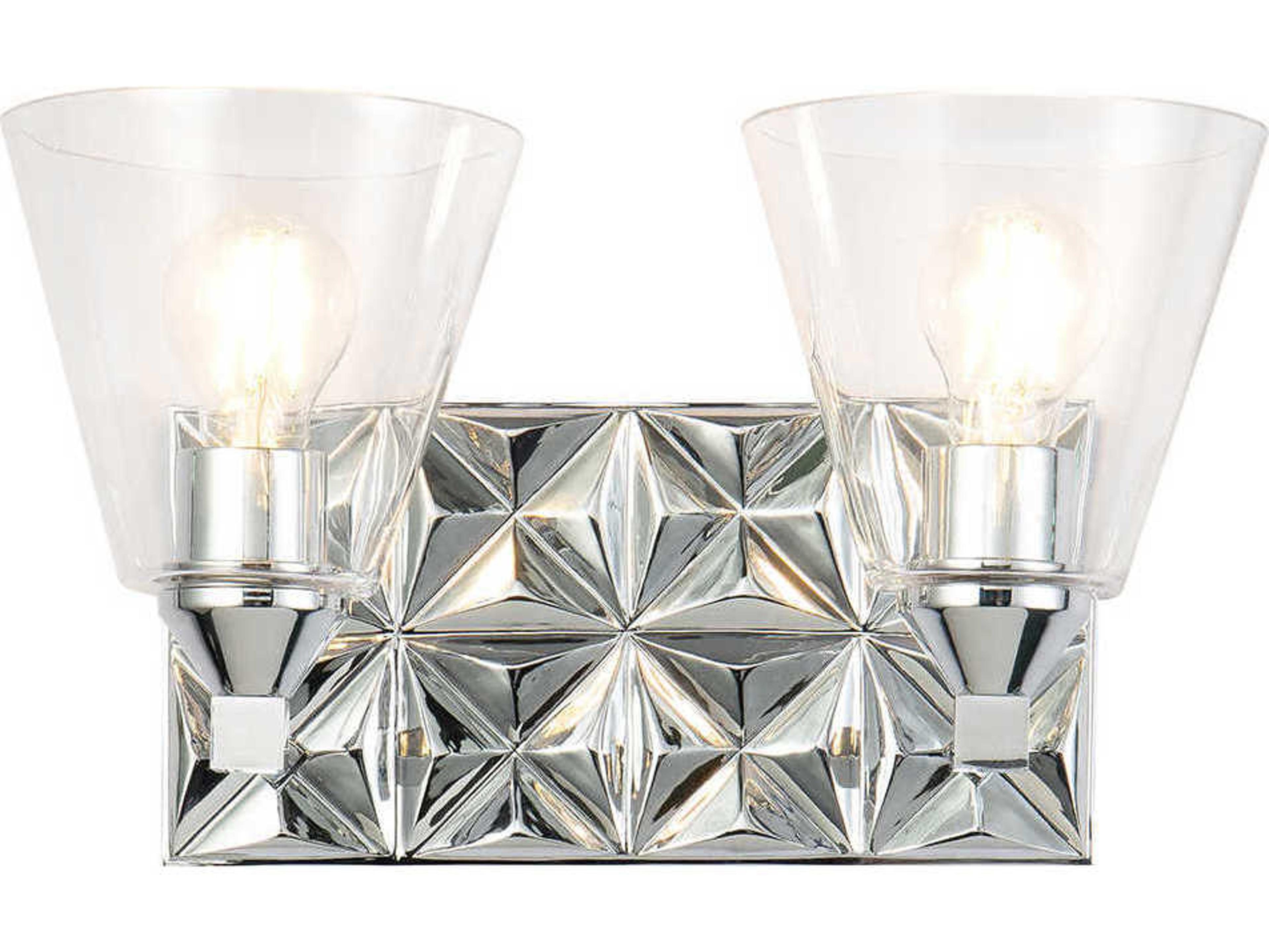 Alpha 2-Light Polished Chrome Glass Vanity Light