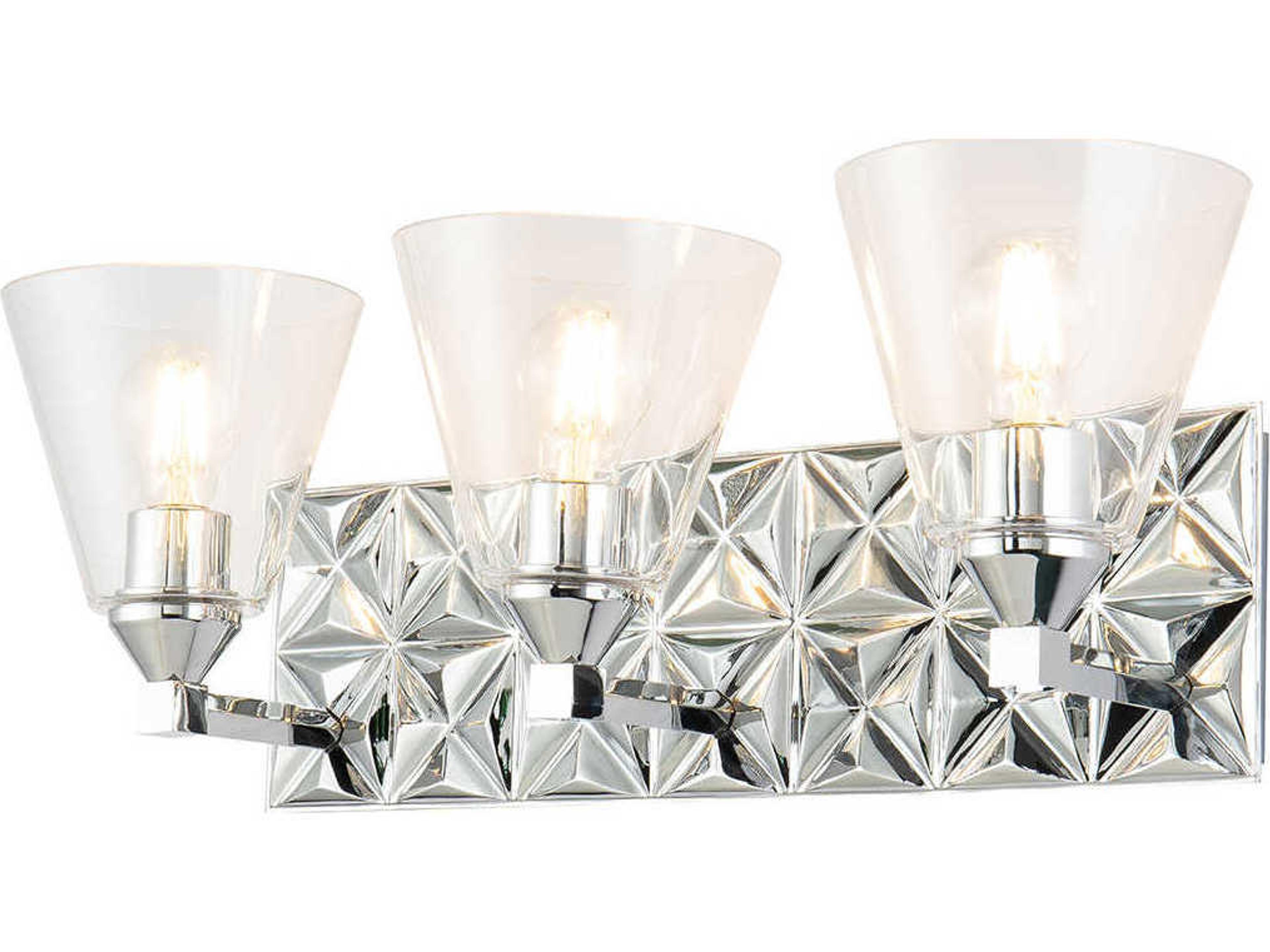 Alpha 3-Light Polished Chrome Glass Vanity Light