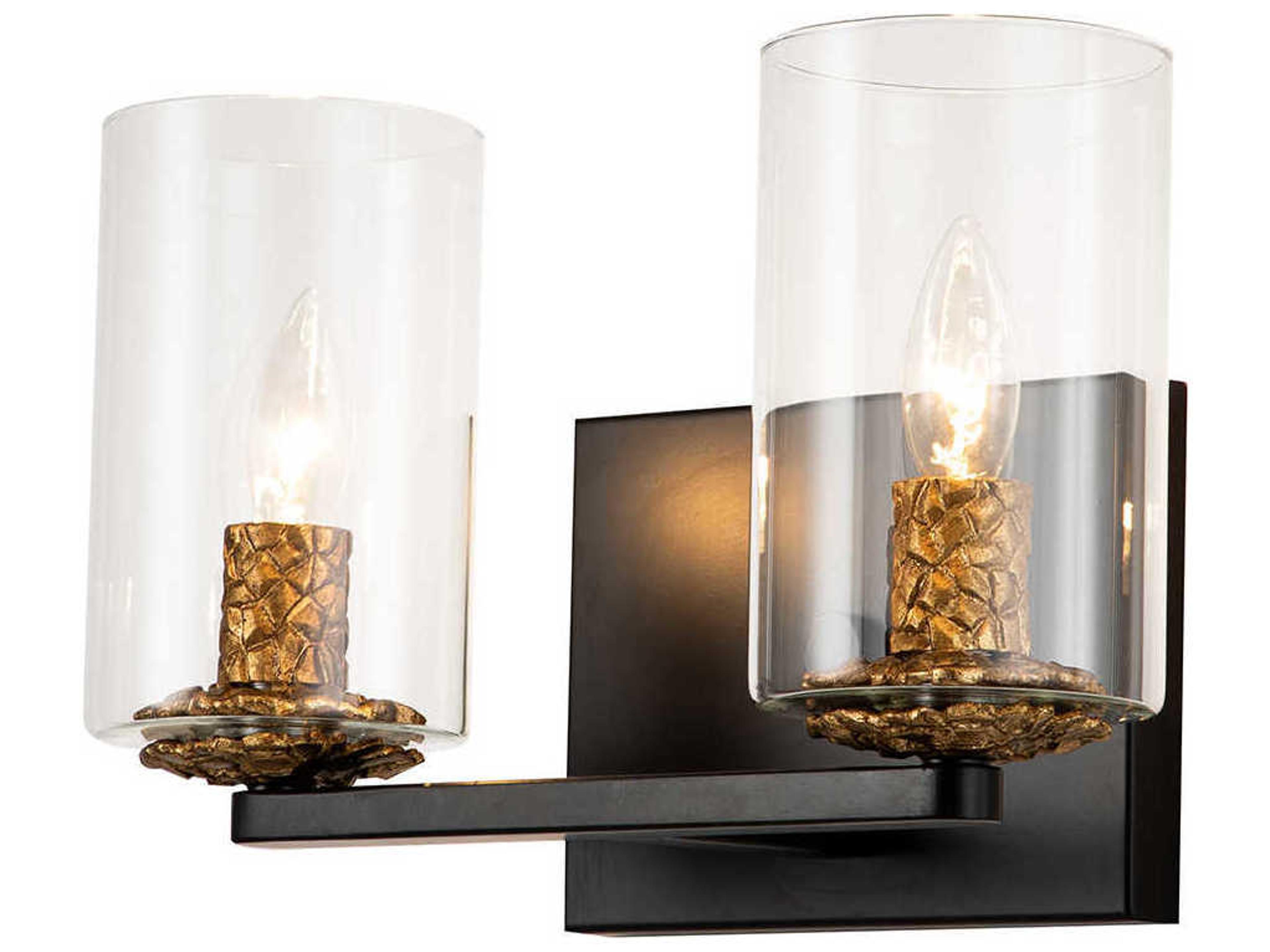 Bolivar 2-Light Matte Black Glass Vanity Light