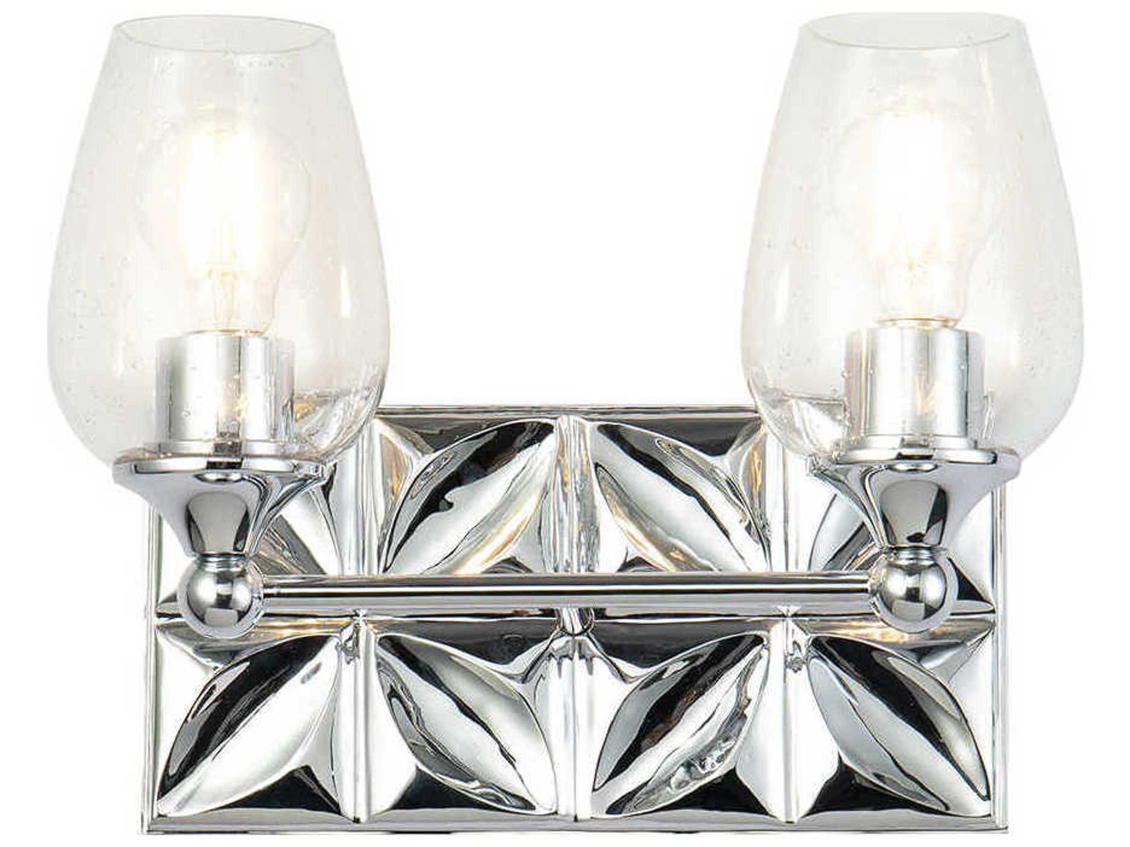 Epsilon 2-Light Polished Chrome Glass Vanity Light