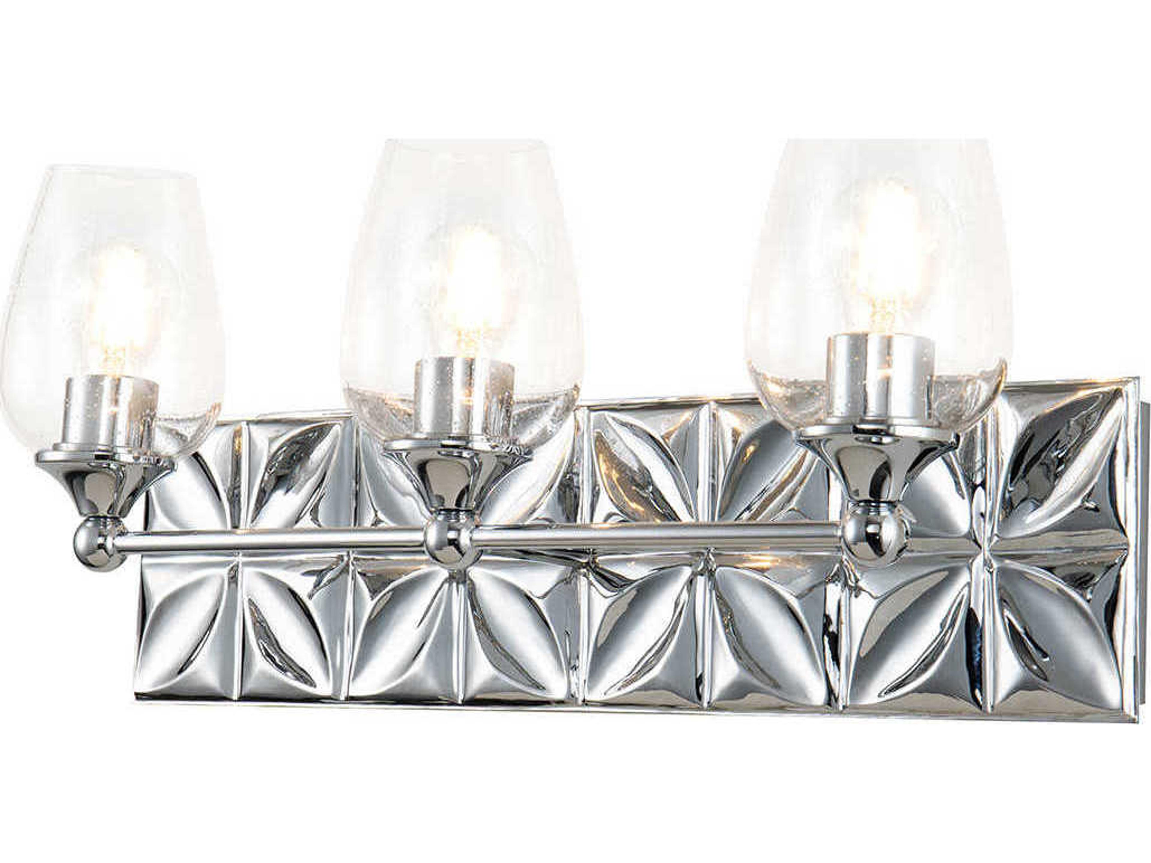 Epsilon 3-Light Polished Chrome Glass Vanity Light
