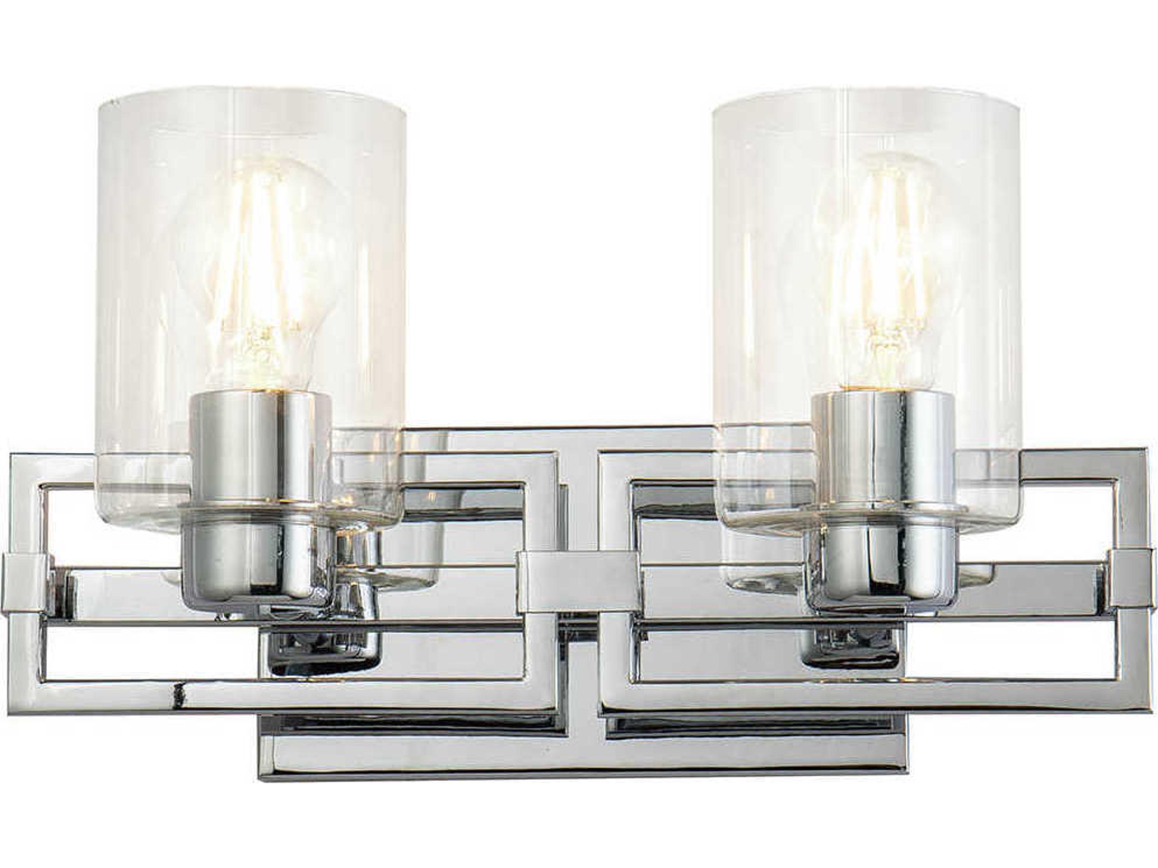 Estes 2-Light Polished Chrome Glass Vanity Light