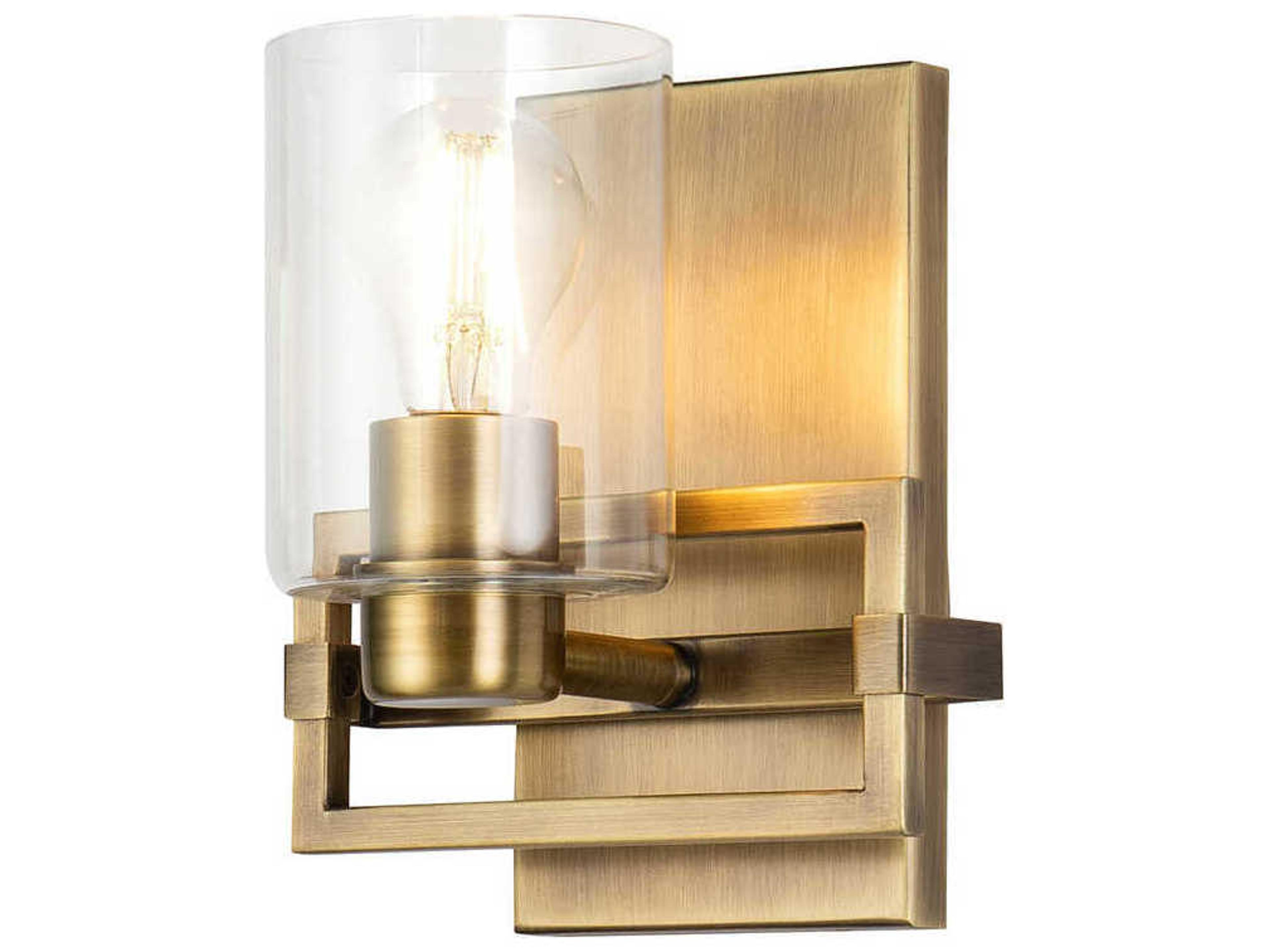 Estes 1-Light Antique Brass Glass Wall Sconce
