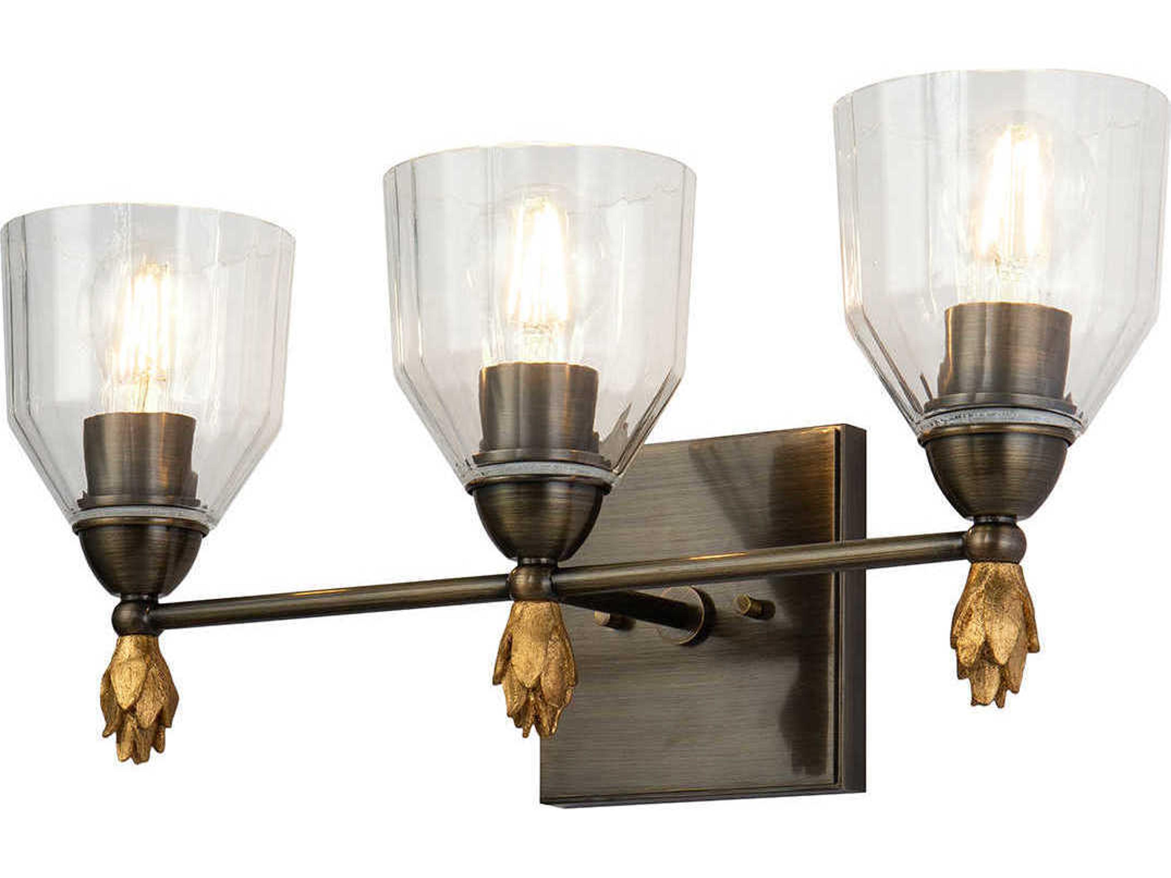 Felice 3-Light Dark Bronze Glass Vanity Light