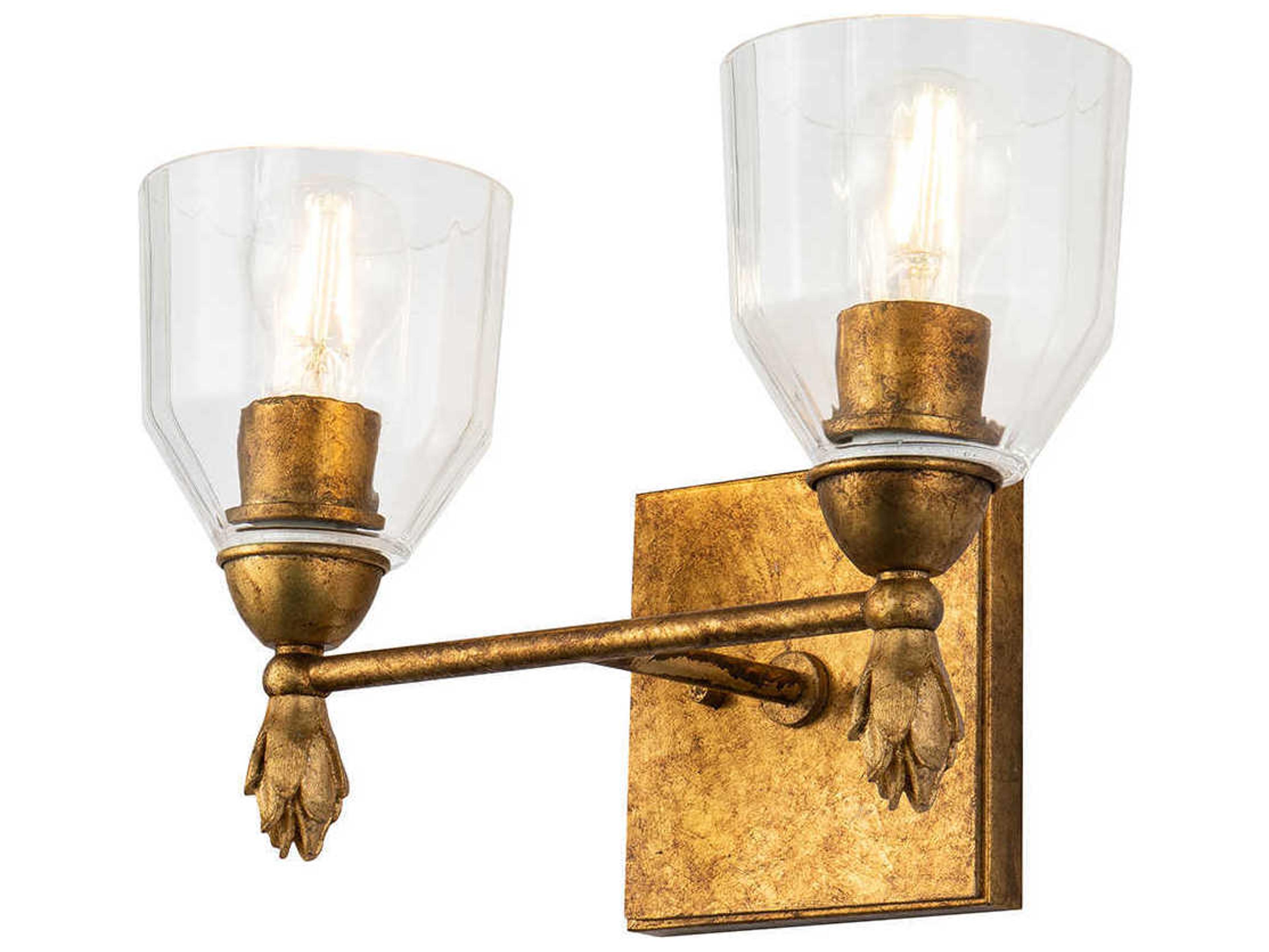 Felice 2-Light Gold Glass Vanity Light