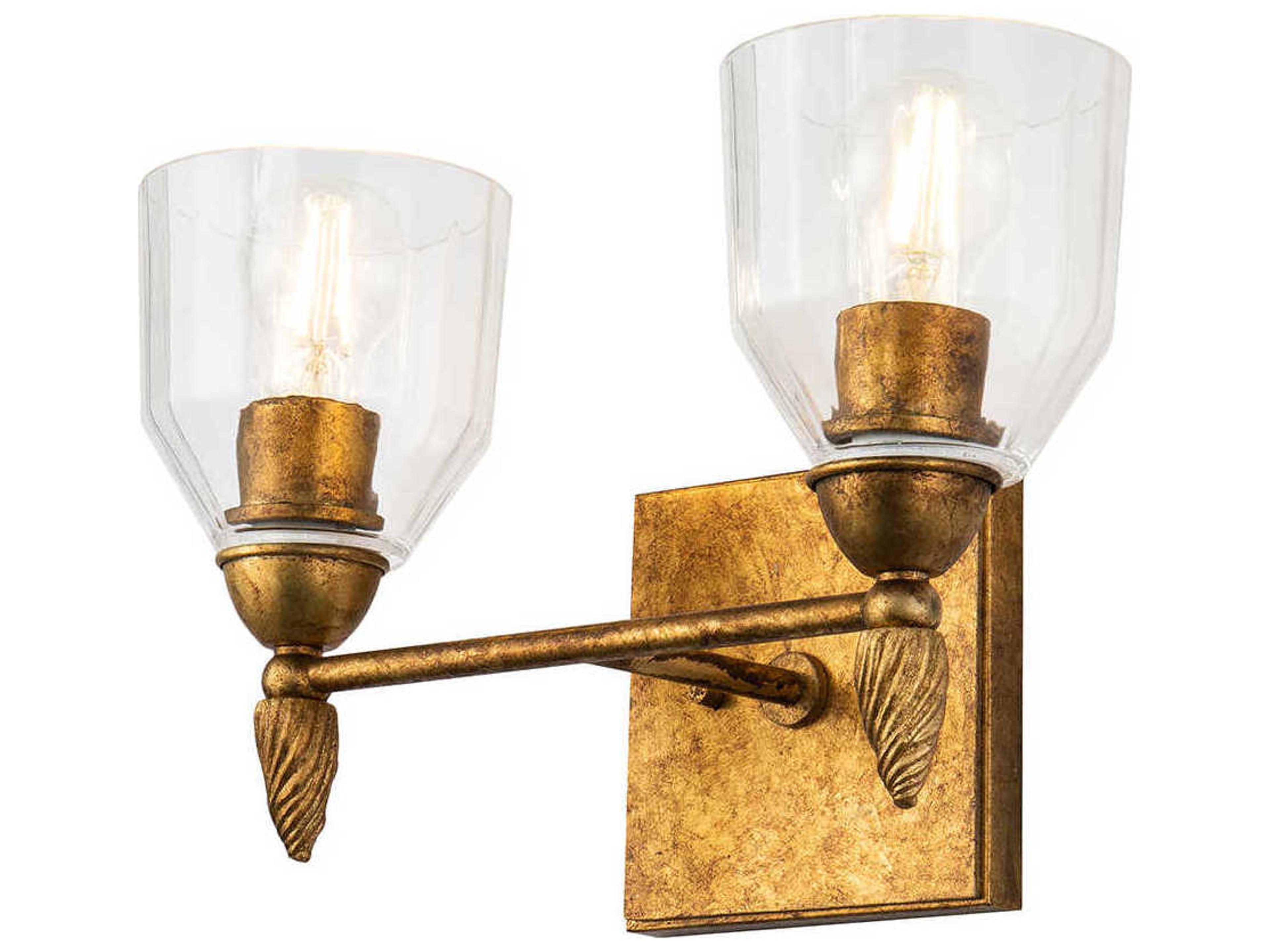 Felice 2-Light Gold Glass Vanity Light