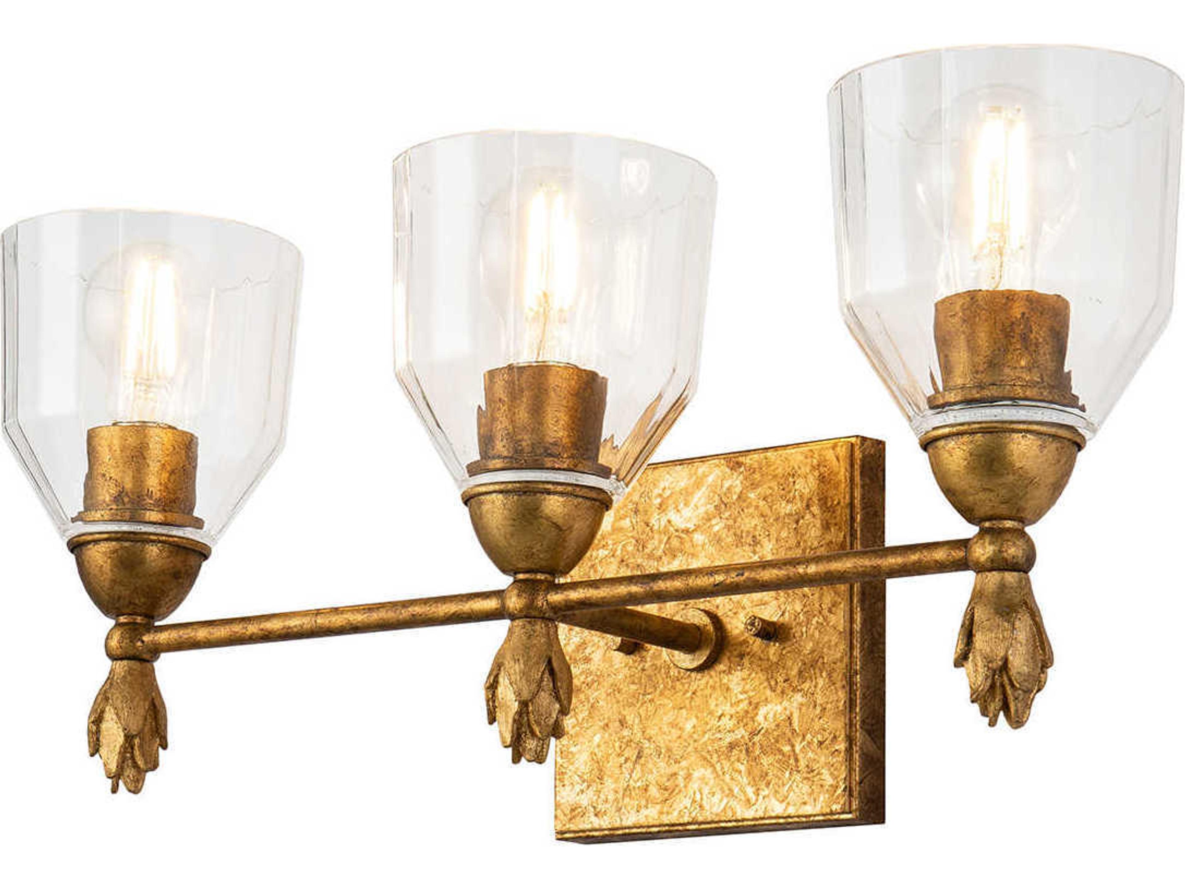 Felice 3-Light Gold Glass Vanity Light