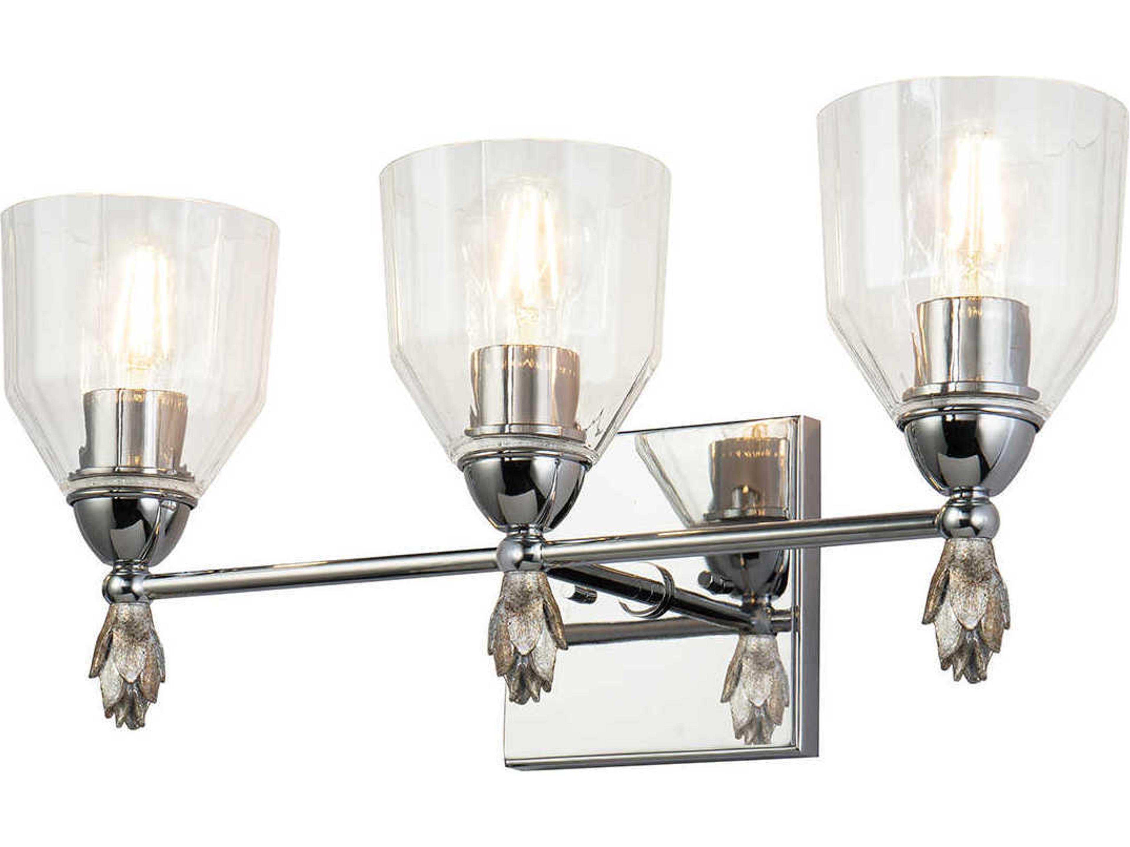 Felice 3-Light Polished Chrome Glass Vanity Light
