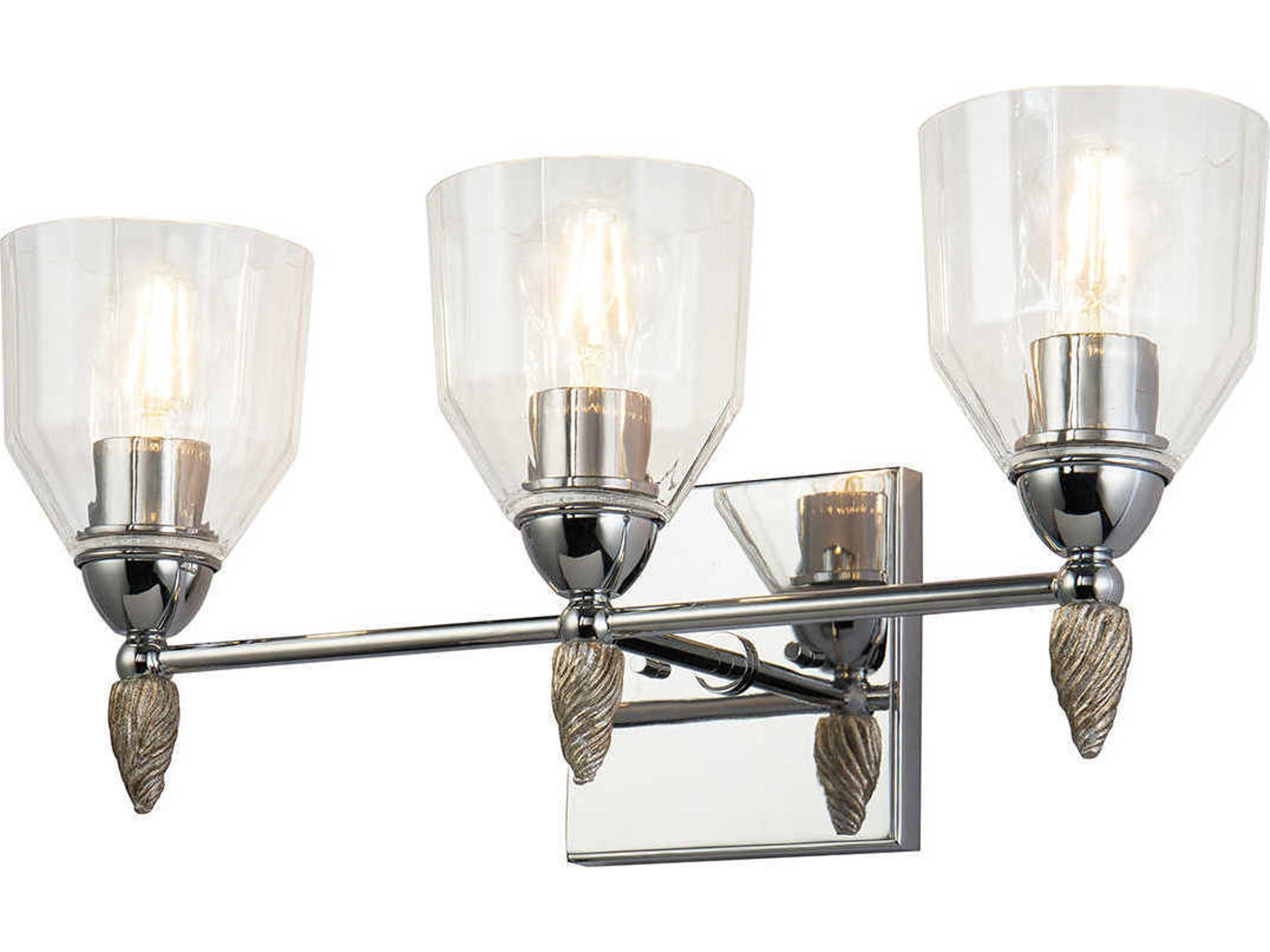 Felice 3-Light Polished Chrome Glass Vanity Light