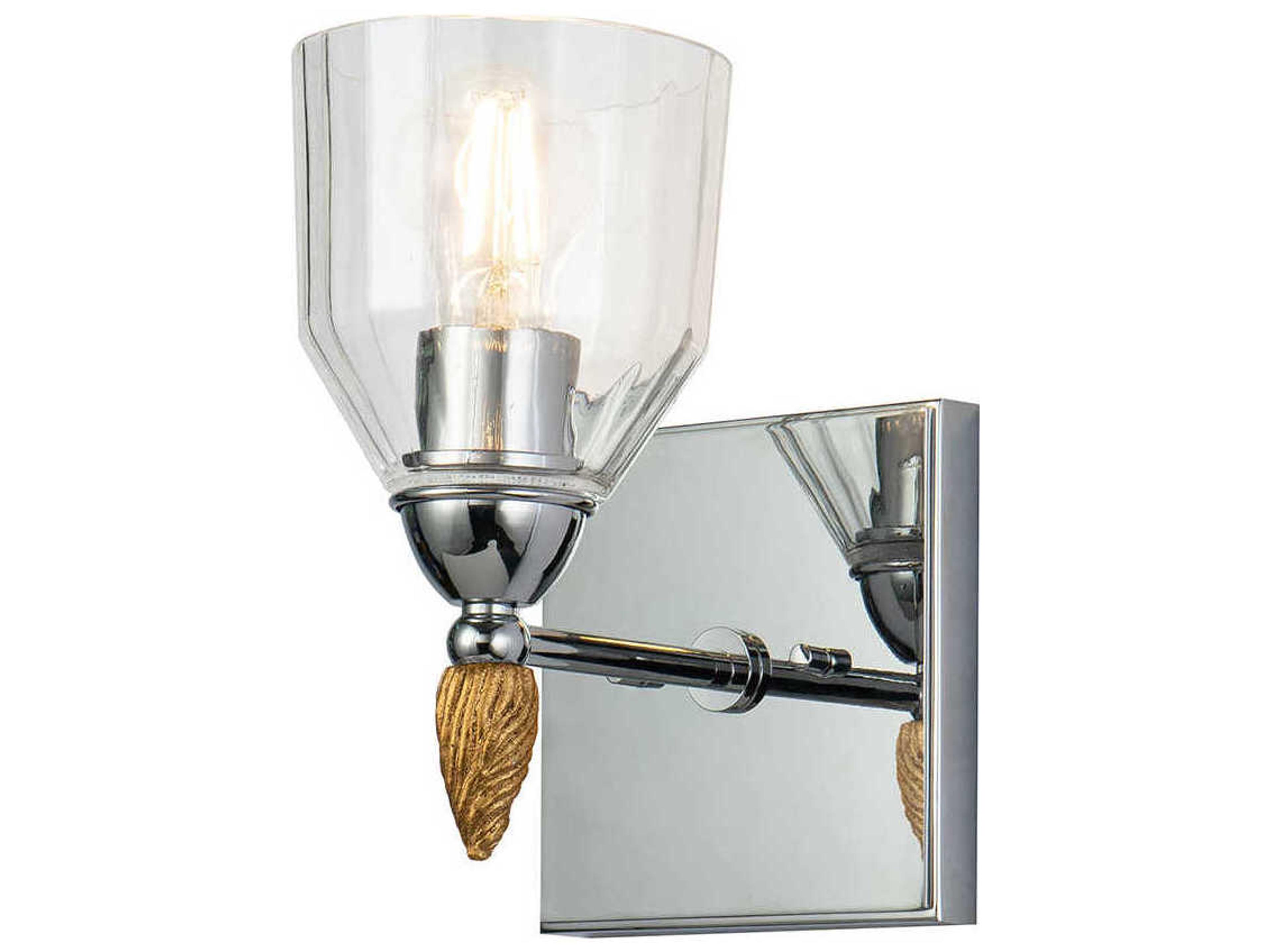 Felice 1-Light Polished Chrome Gold Glass Wall Sconce