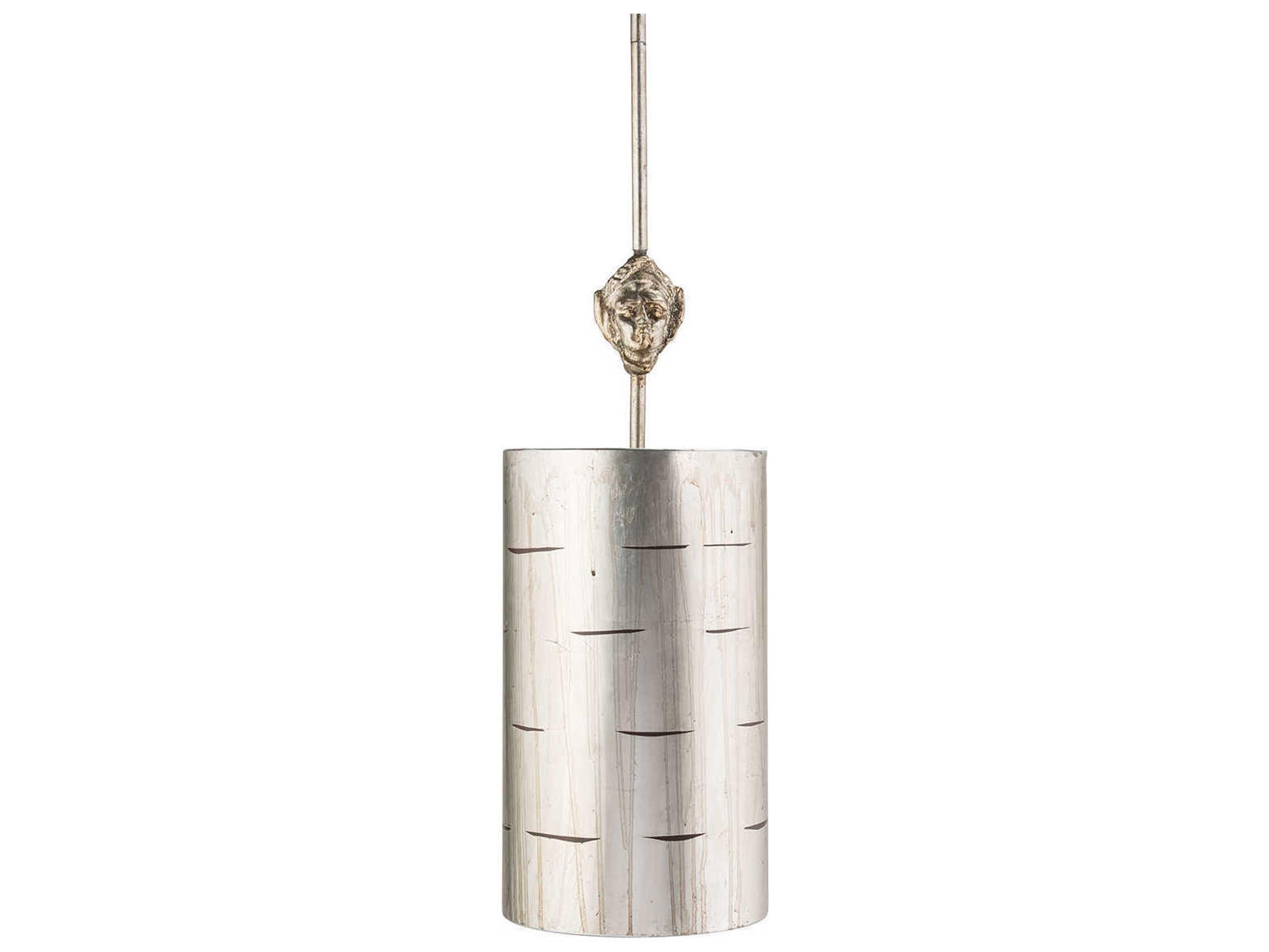 Fragment 1-Light Silver Leaf Glaze Cylinder Mini Pendant