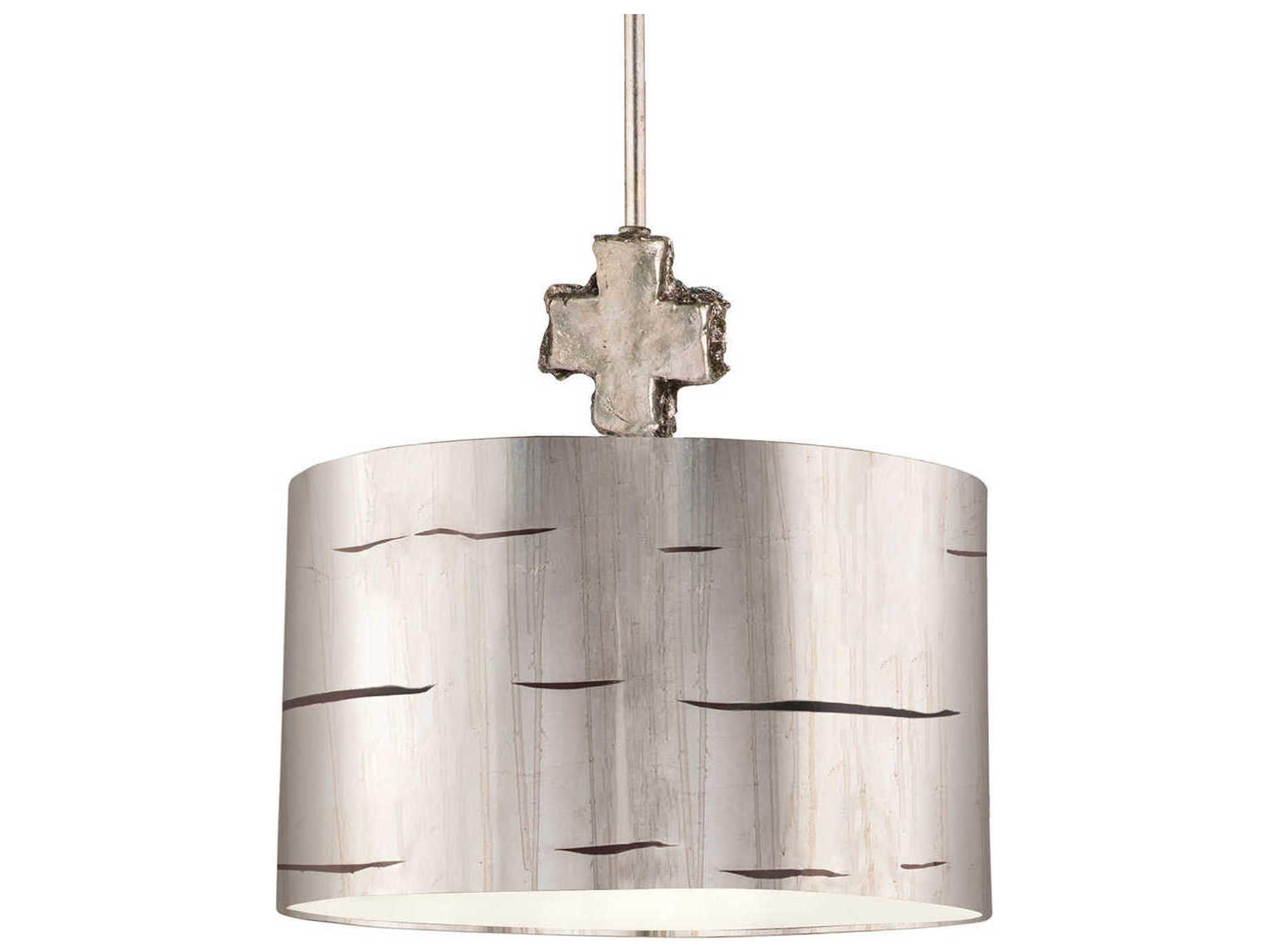 Fragment 1-Light Silver Leaf Glaze Drum Pendant