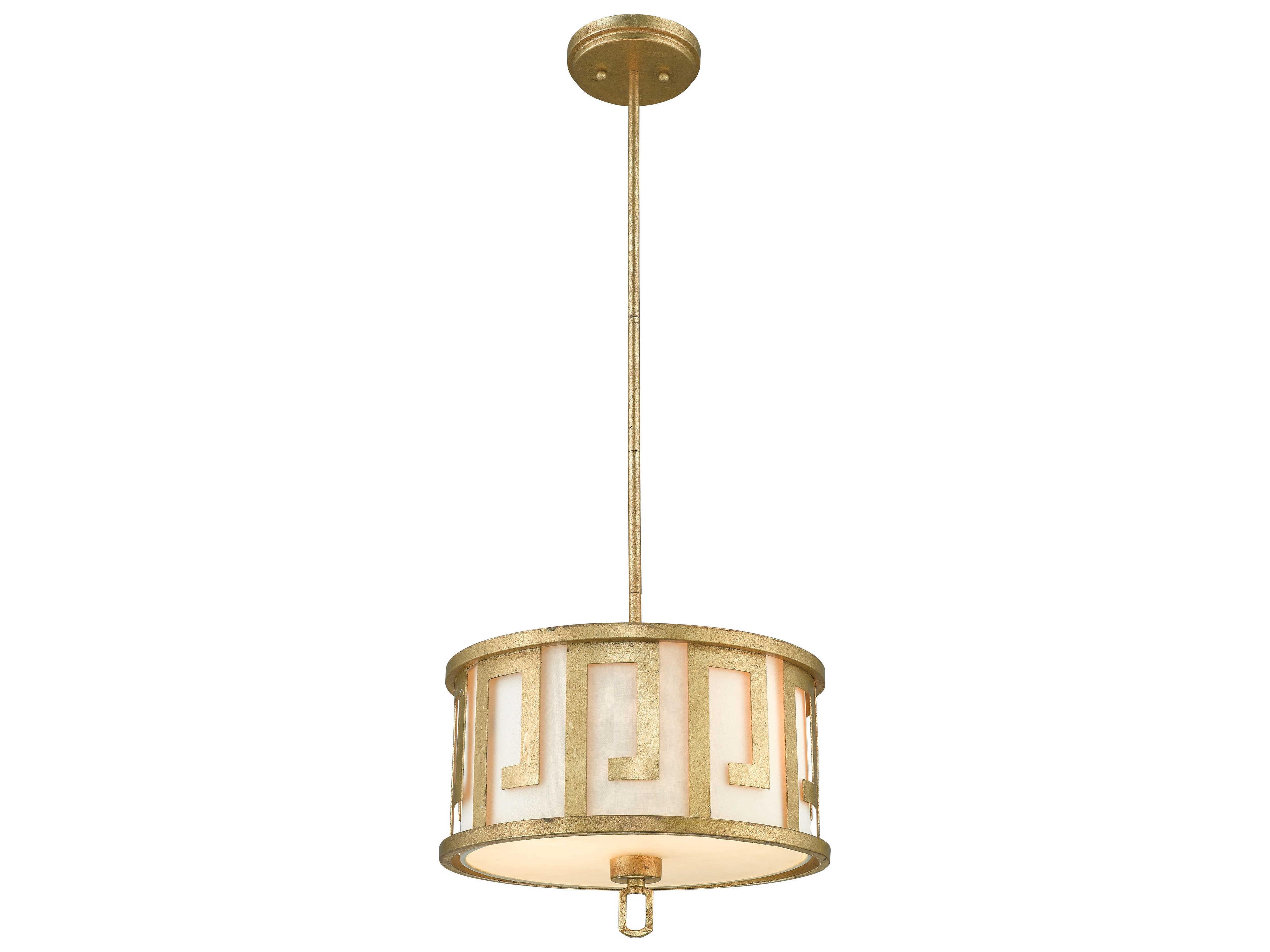 Lemuria 2-Light Antique Gold Traditional Drum Geometric Pendant