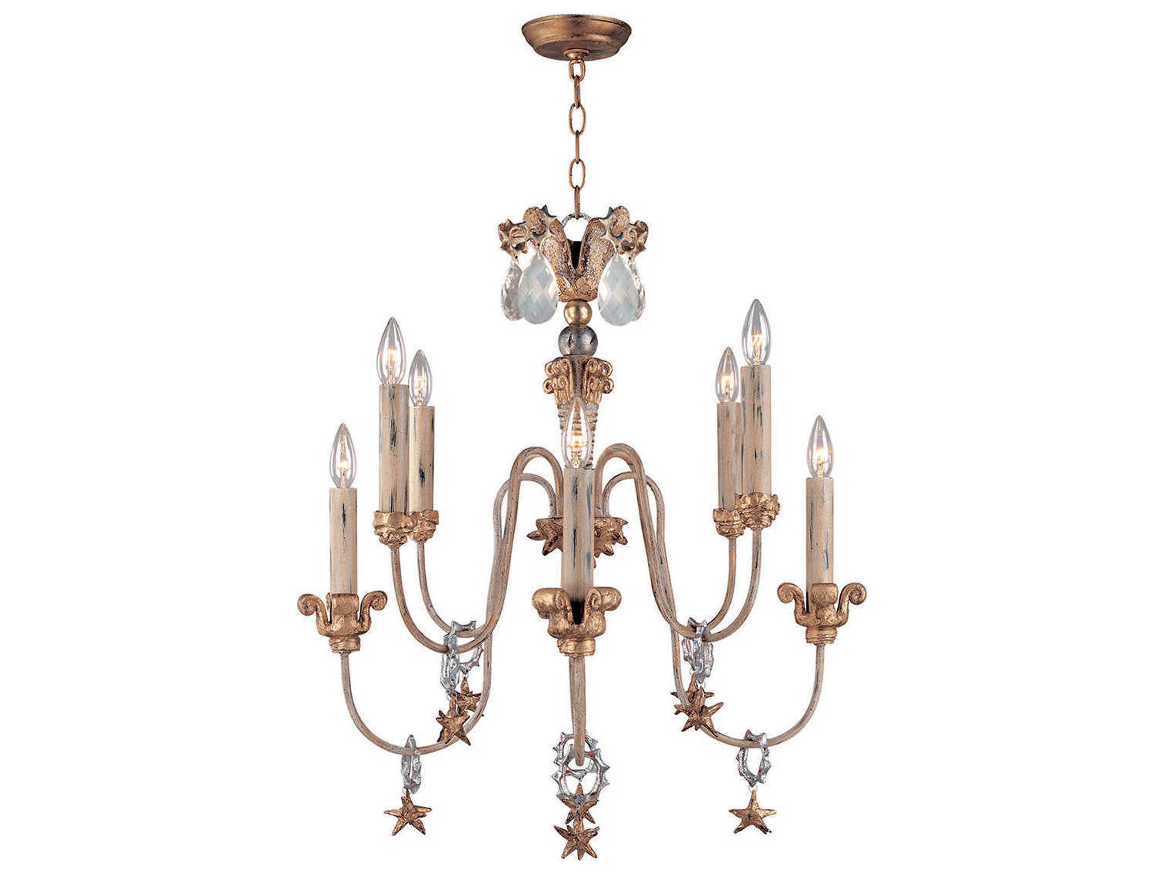 Mignon 8-Light Silver Gold Cream Crystal Traditional Candelabra Chandelier
