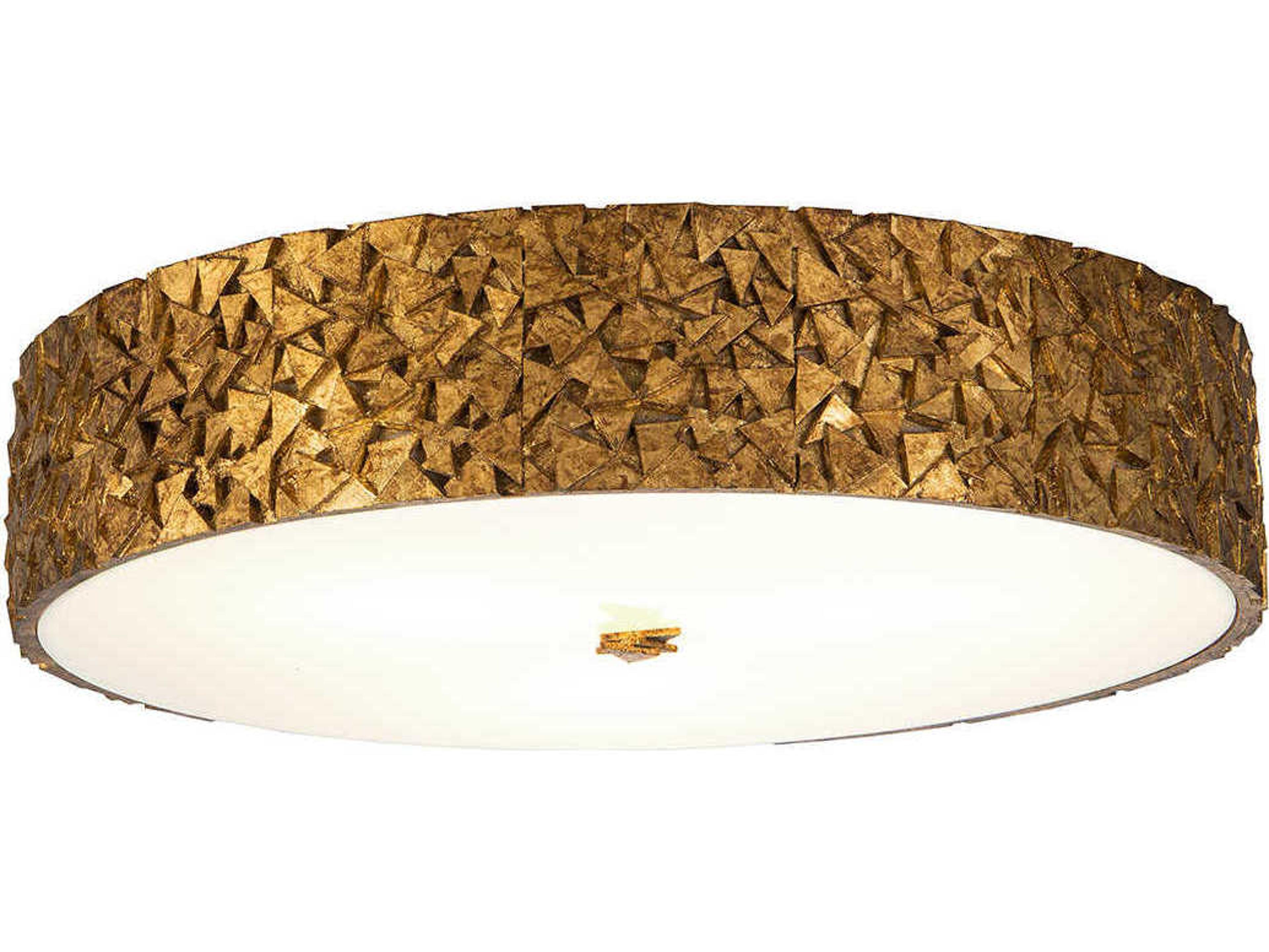 Mosaic 4-Light Gold Glass Drum Geometric Flush Mount