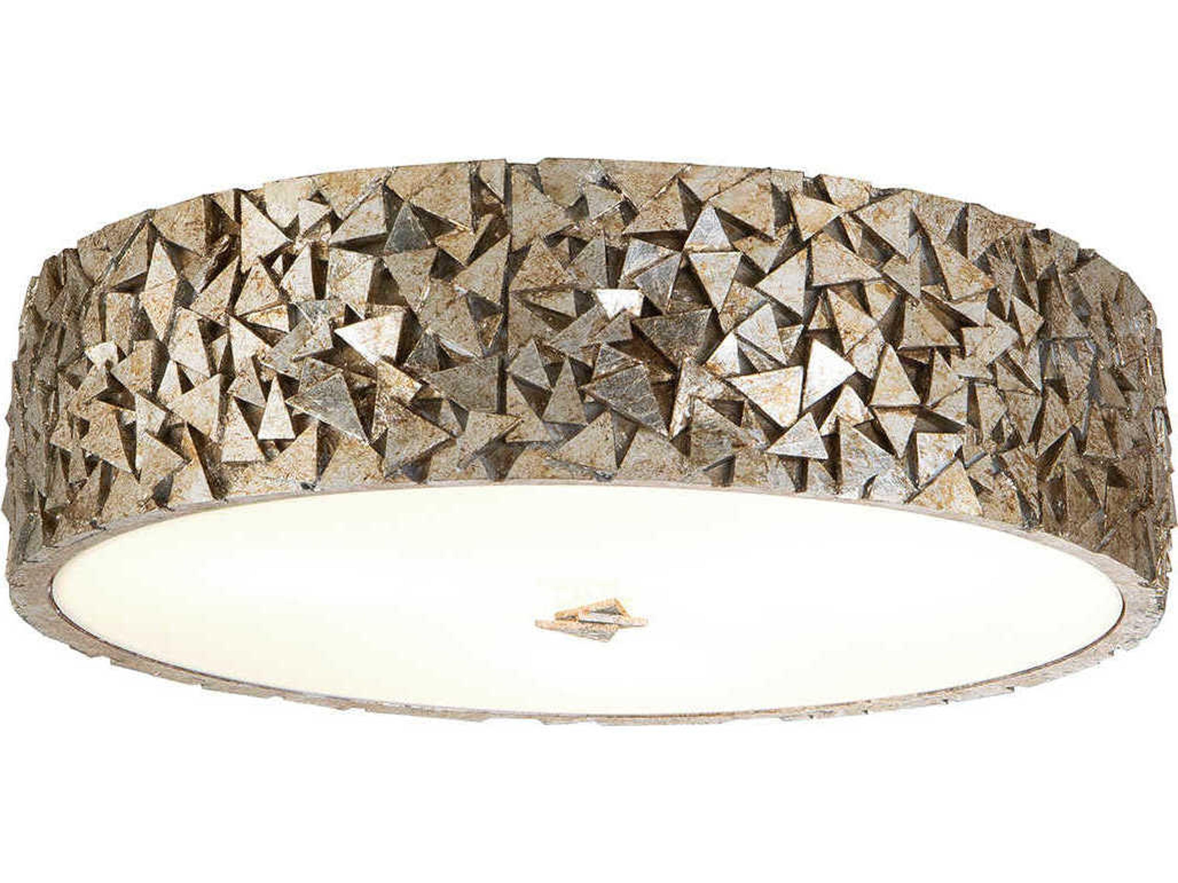 Mosaic 3-Light Silver Glass Geometric Round Flush Mount