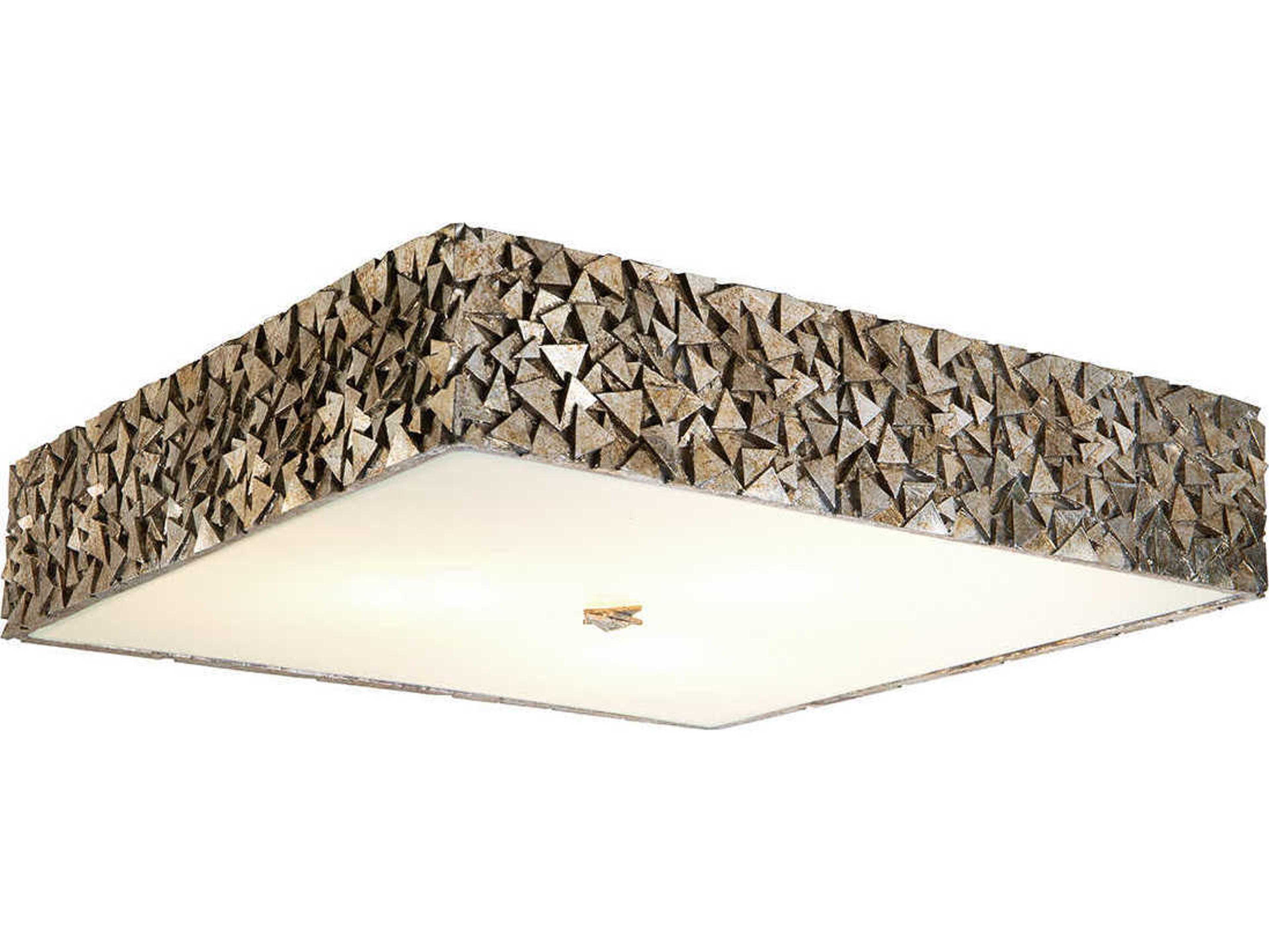 Mosaic 3-Light Silver Glass Geometric Flush Mount