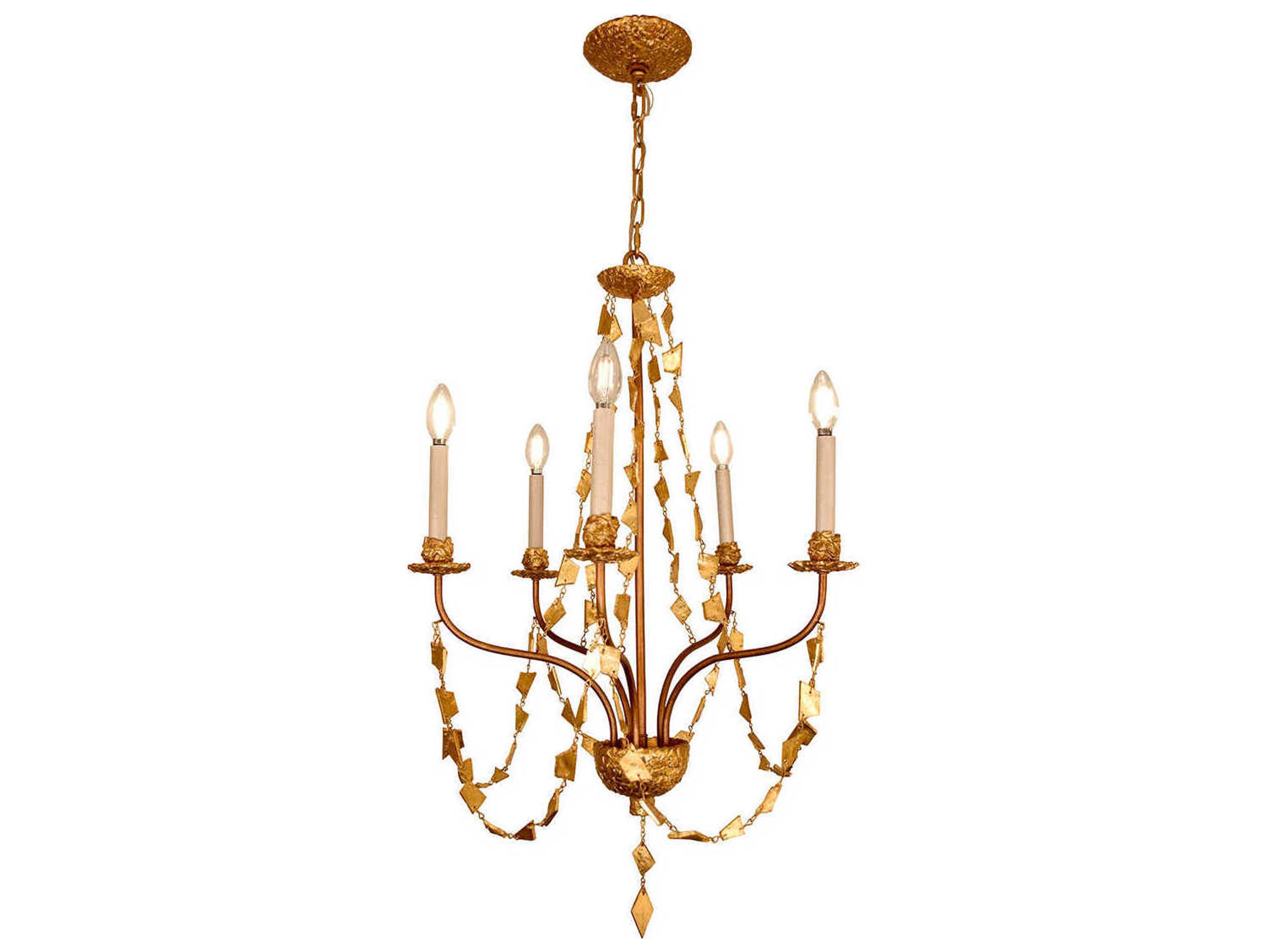 5-Light Mosaic Chandelier in Antique Gold