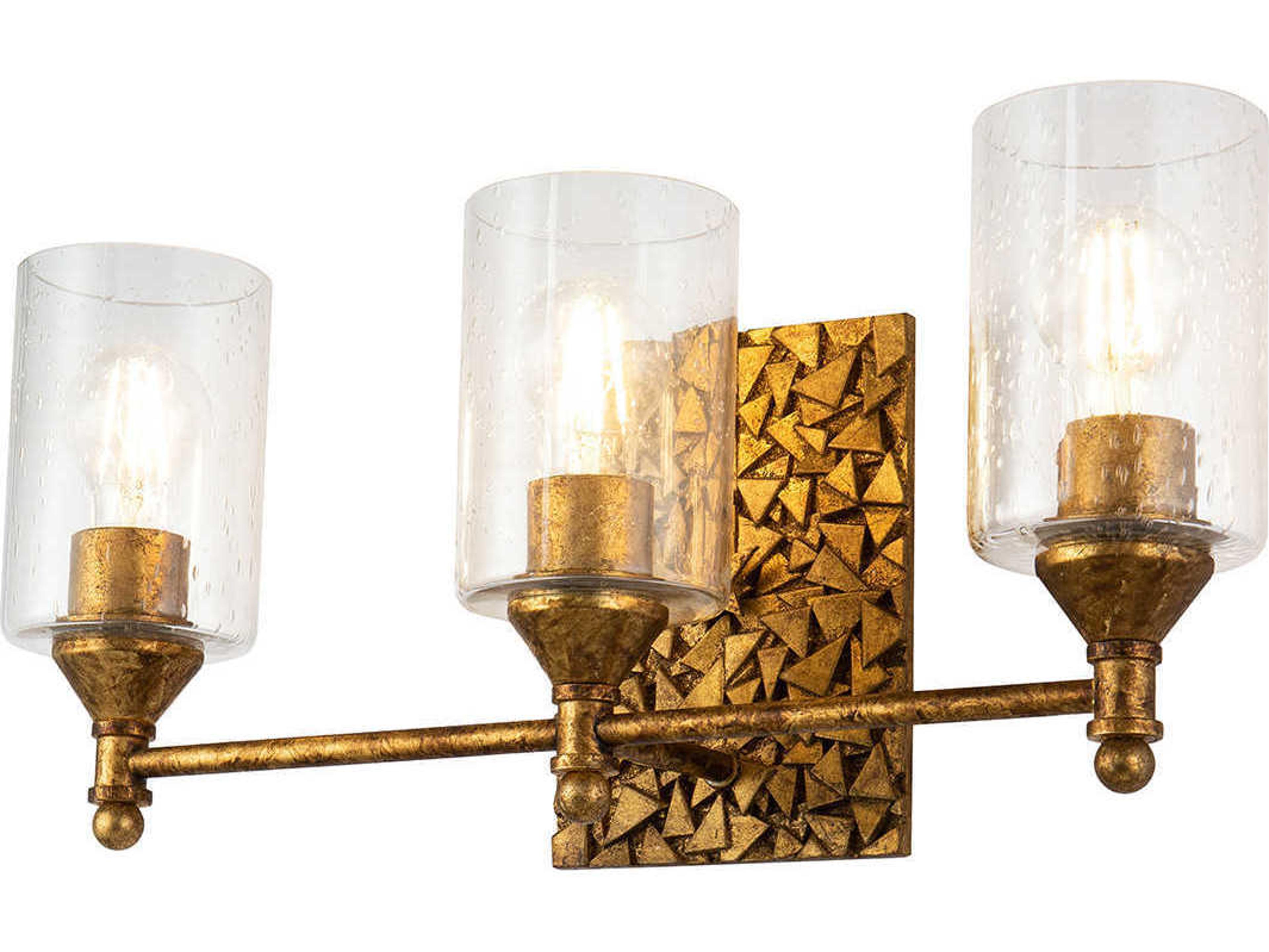 Mosaic 3-Light Gold Glass Vanity Light