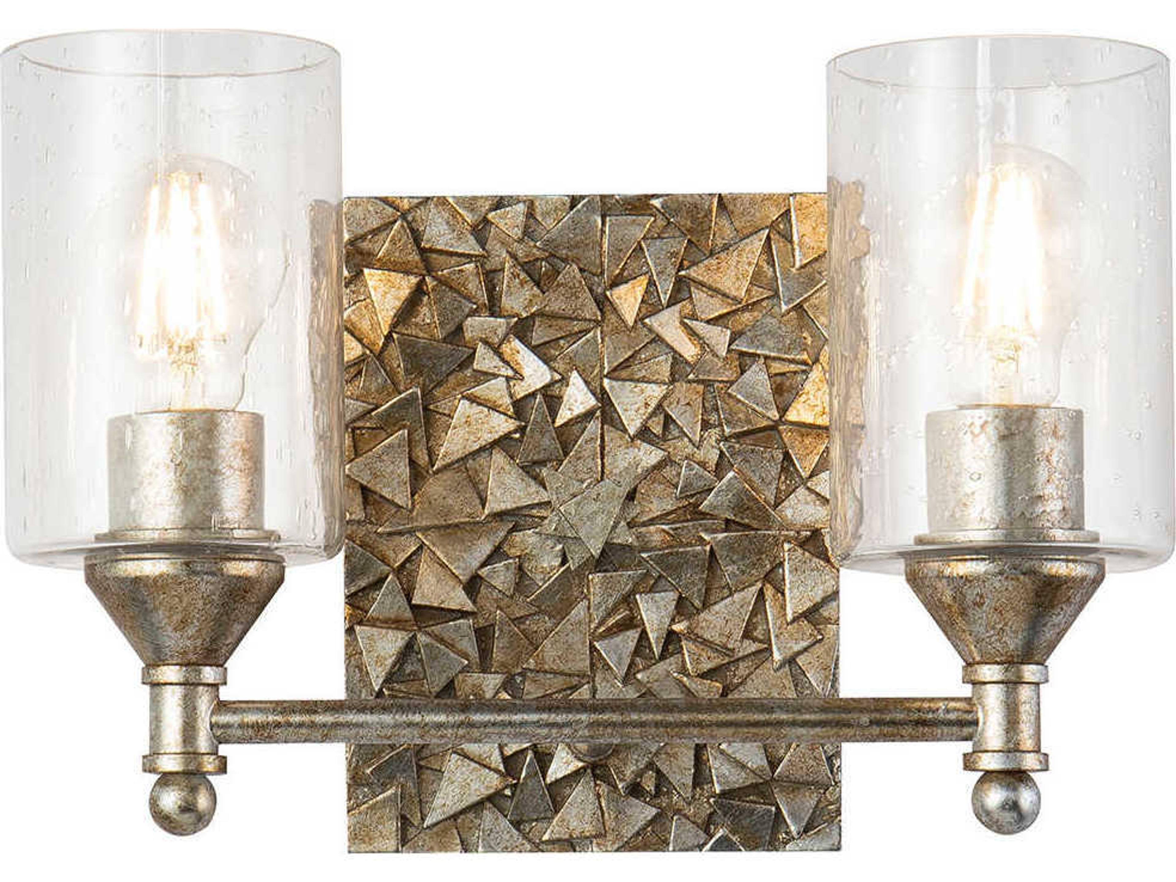 Mosaic 2-Light Silver Glass Vanity Light