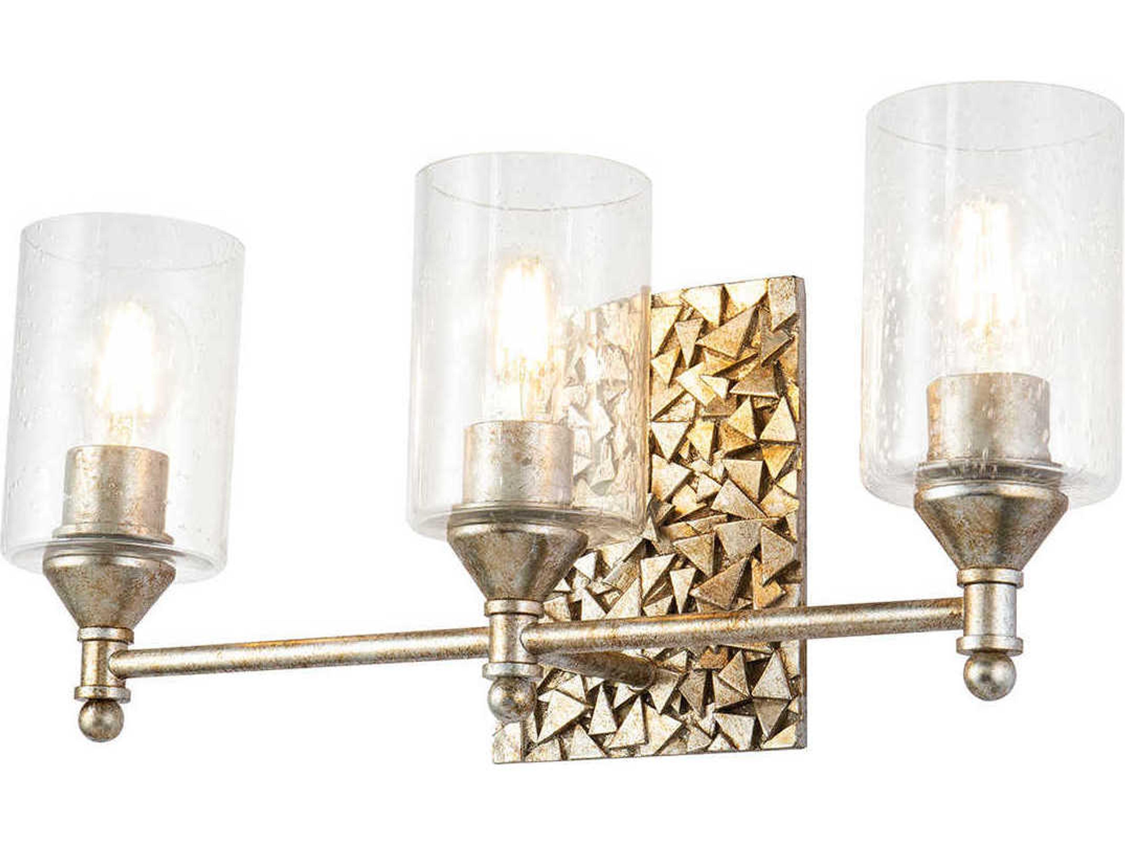 Lucas McKearn Mosaic 3-Light Silver Glass Vanity Light