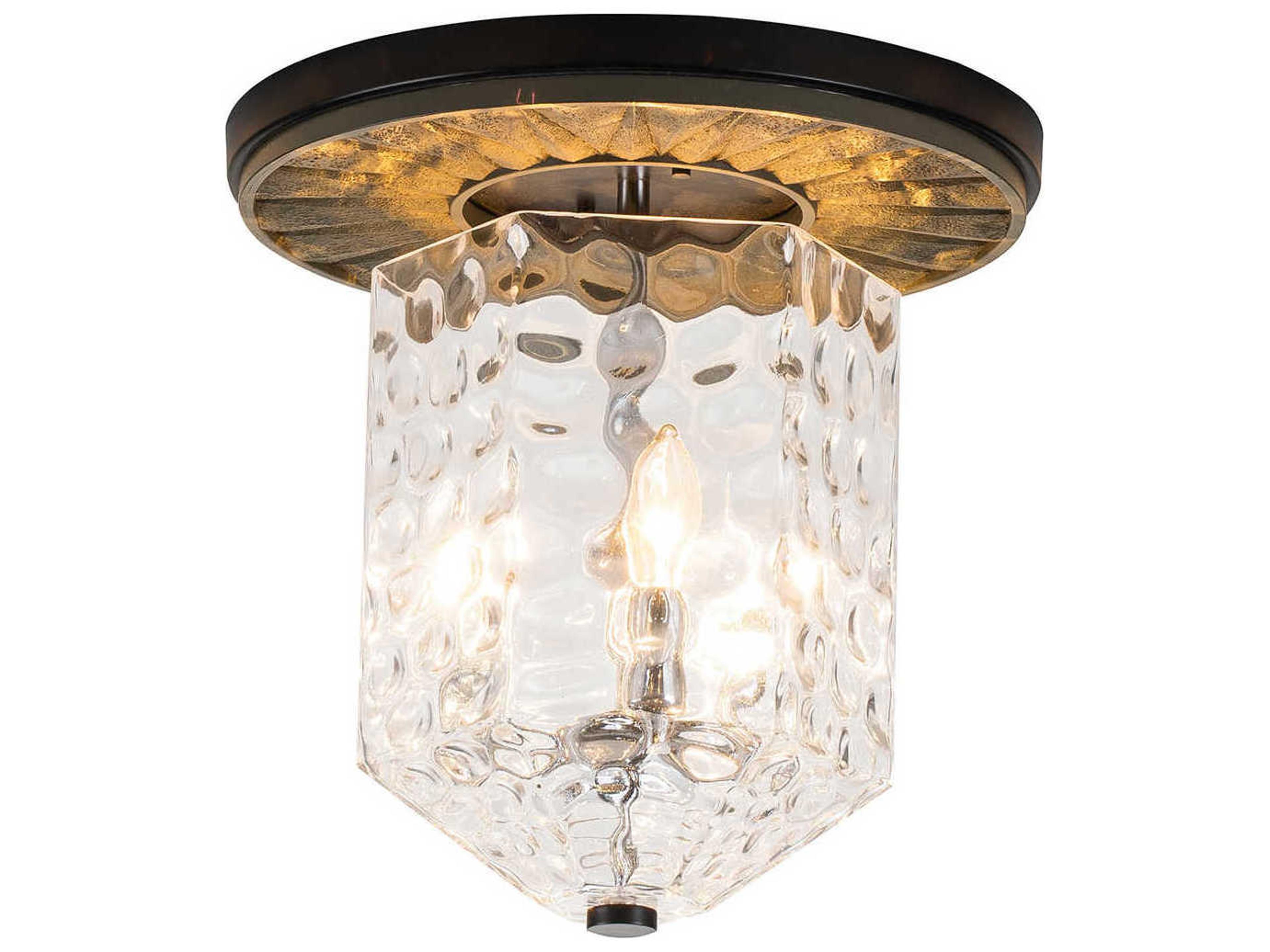 Navarre 3-Light Black Grey Glass Flush Mount