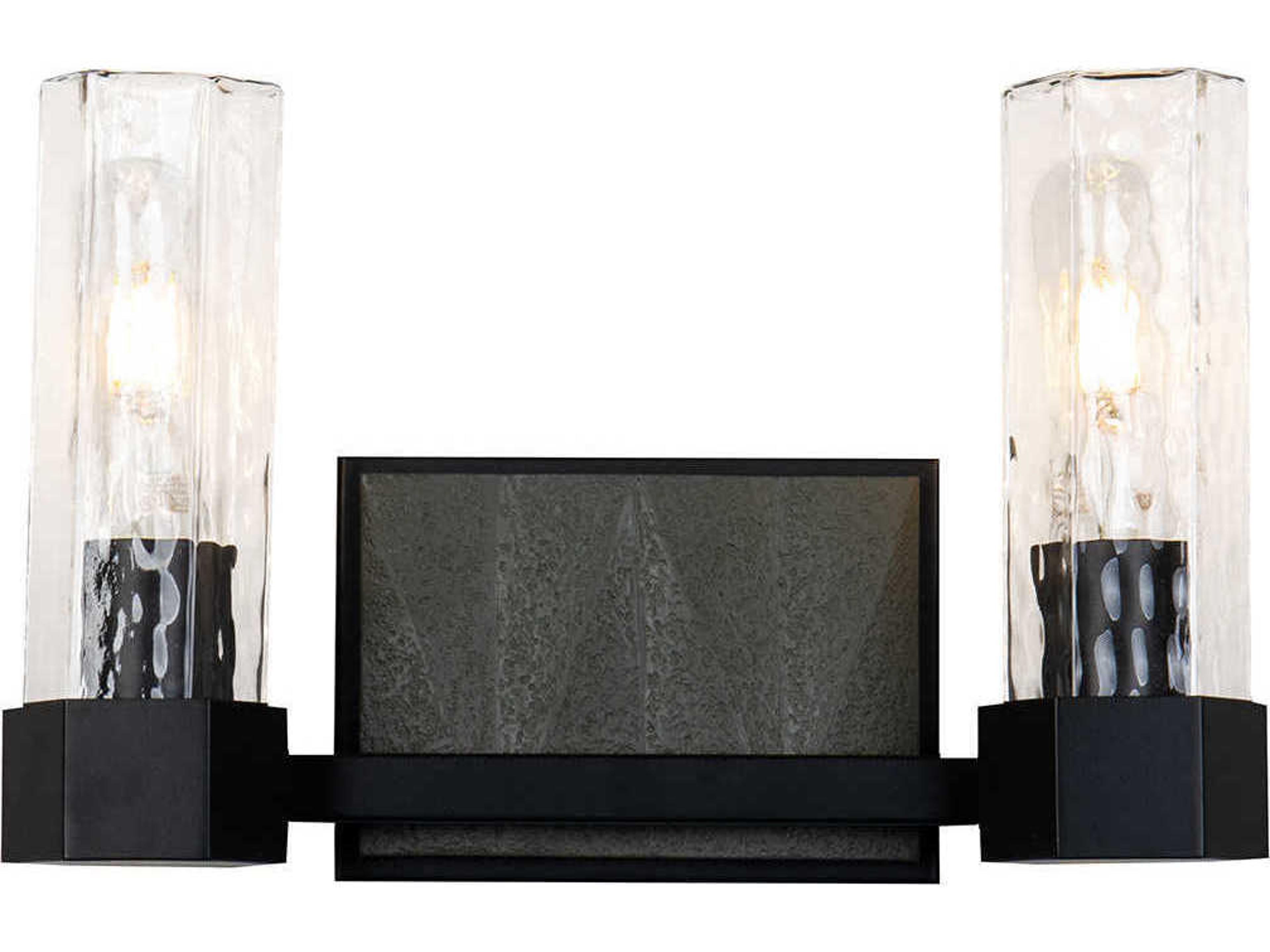 Navarre 2-Light Black Grey Glass Vanity Light