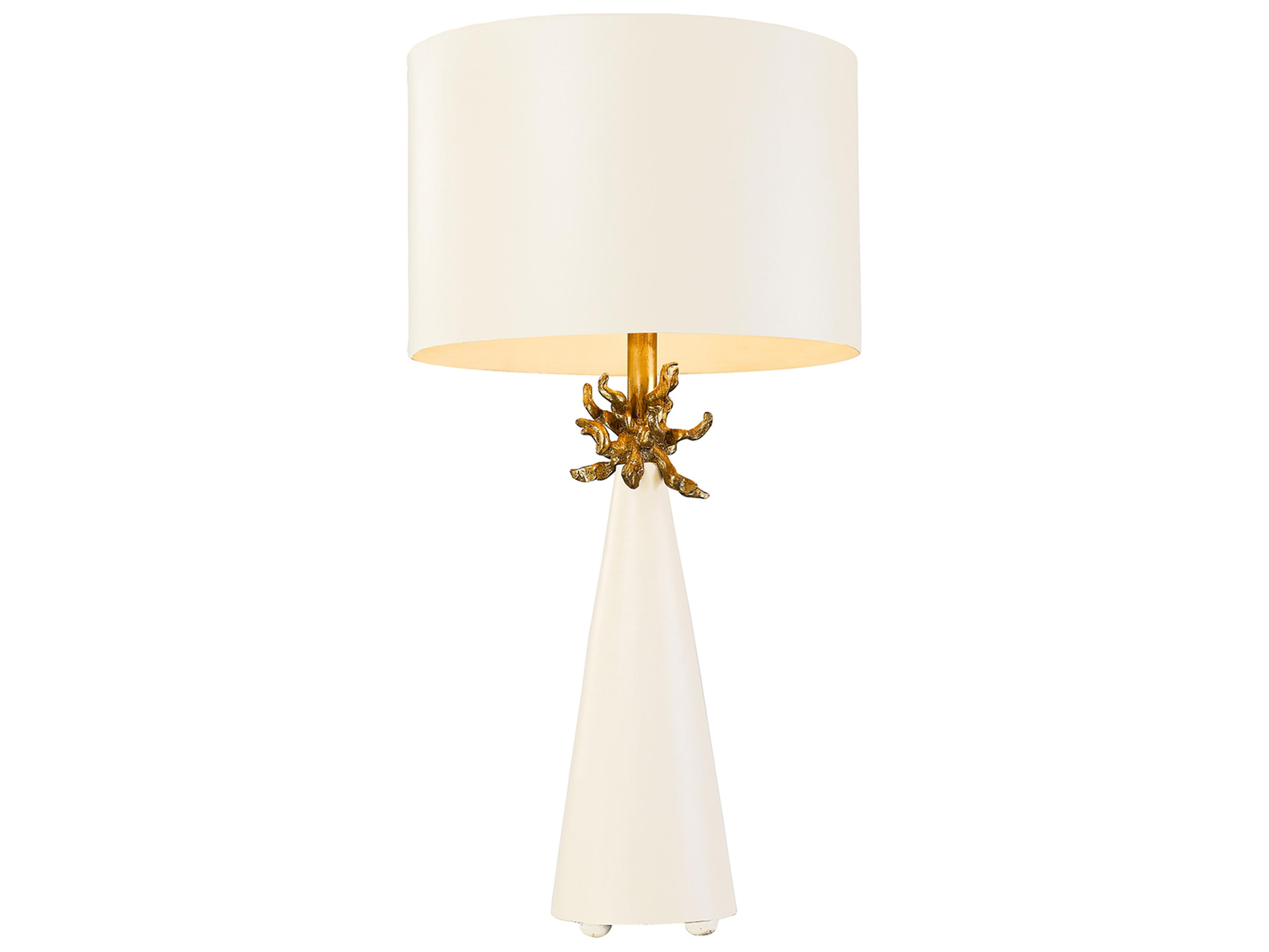 Neo French White and Gold Table Lamp with Anemone Accent