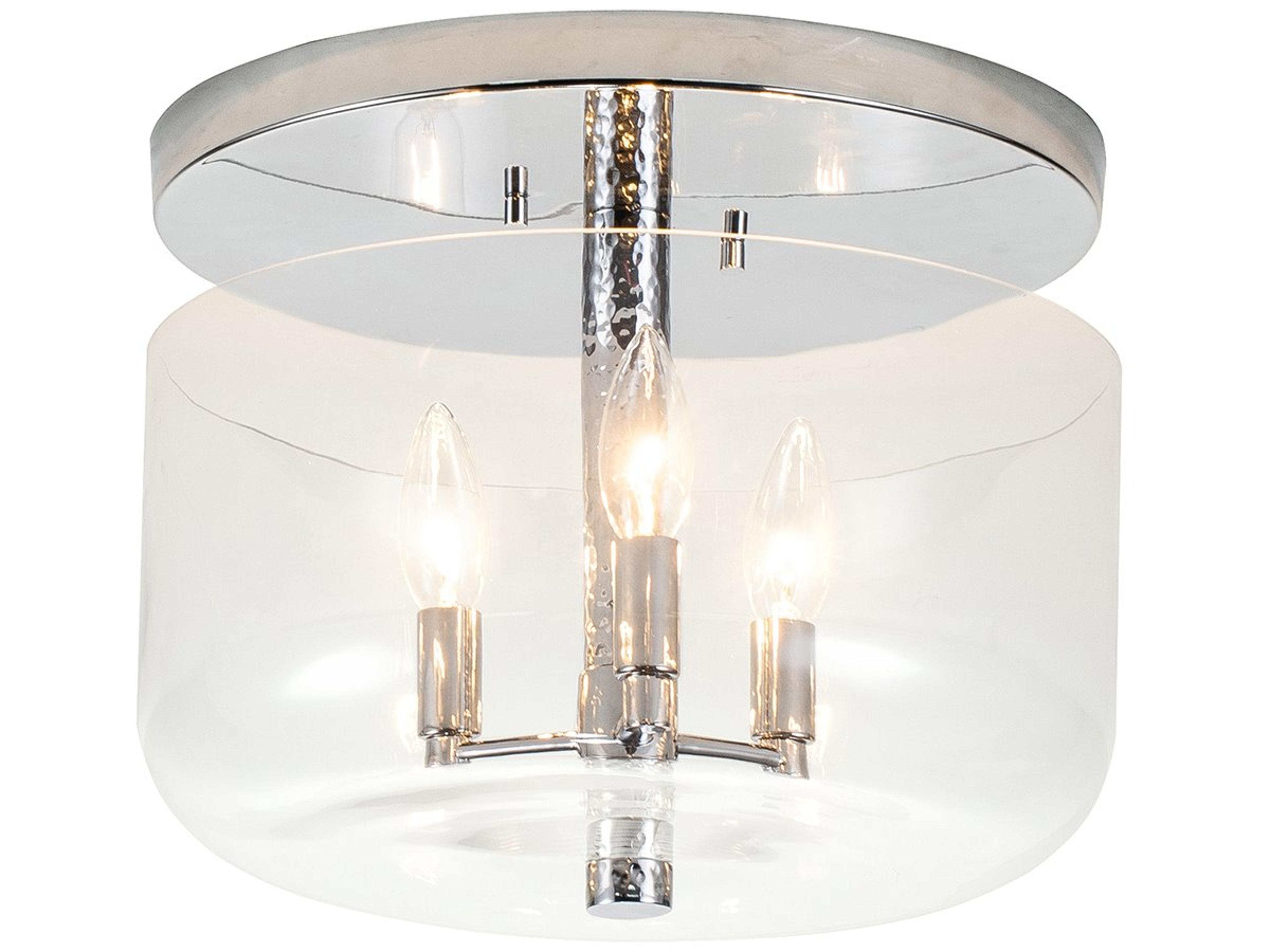 Lucas McKearn Rampart 3-Light Polished Chrome Glass Bowl Semi Flush Mount