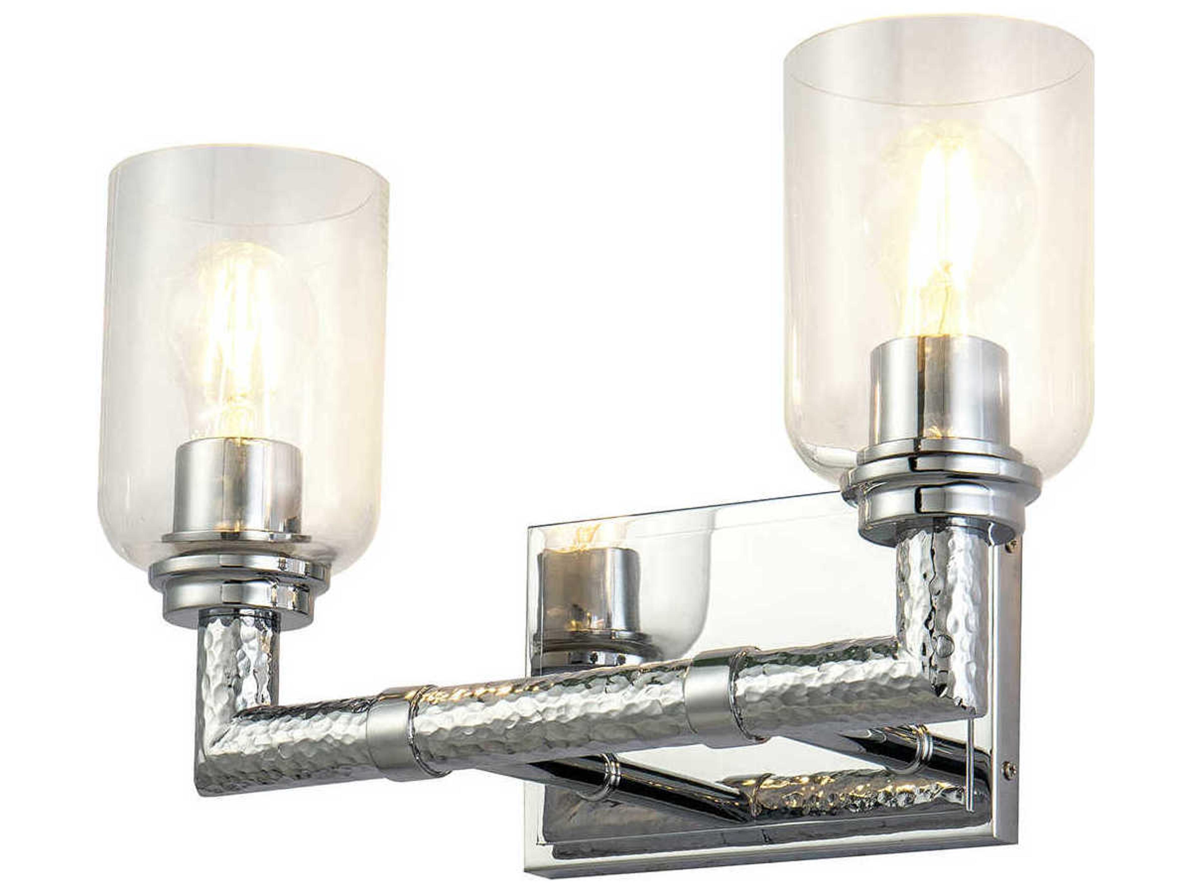 Rampart 2-Light Polished Chrome Glass Vanity Light
