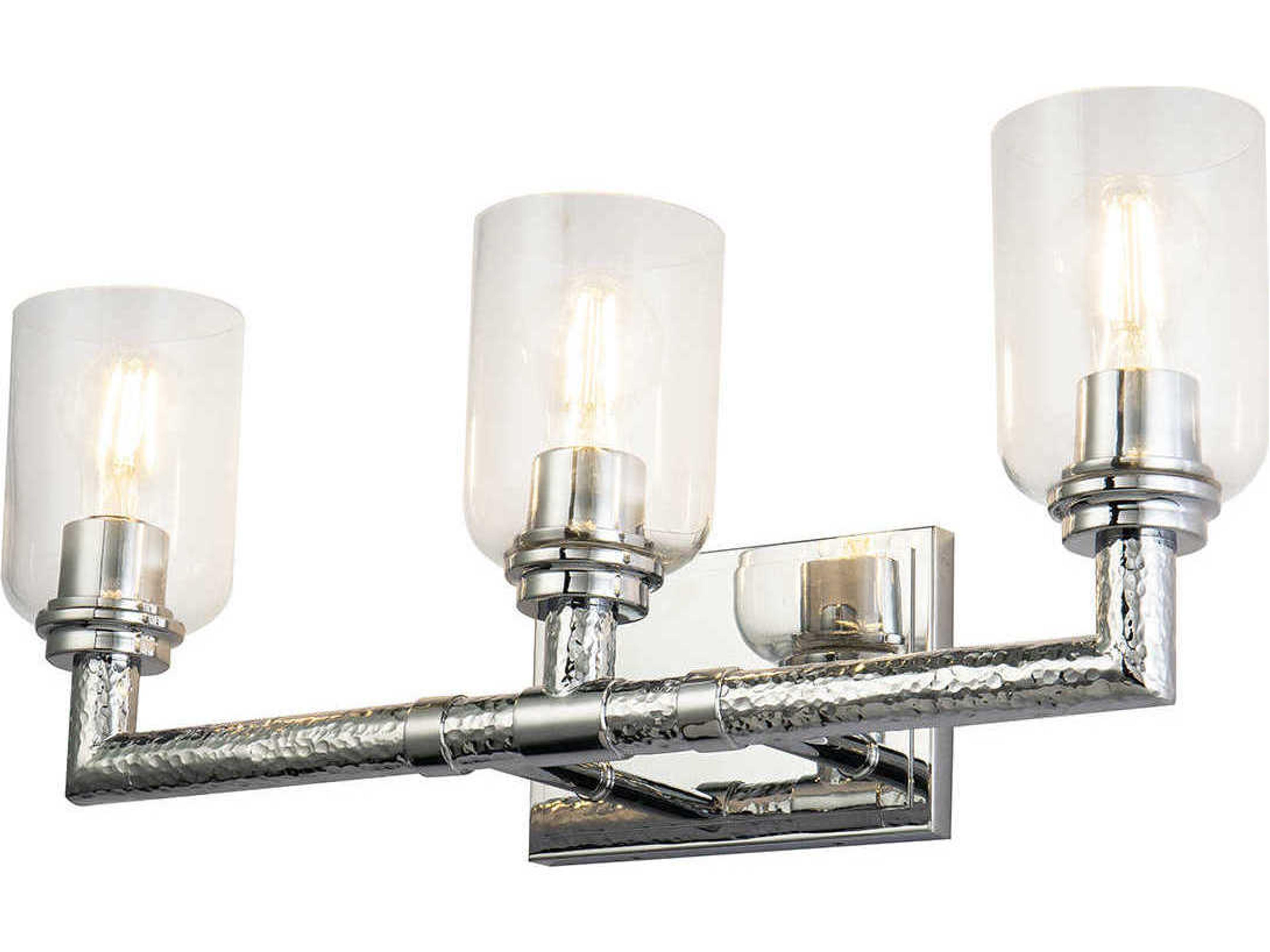 Rampart 3-Light Polished Chrome Glass Vanity Light