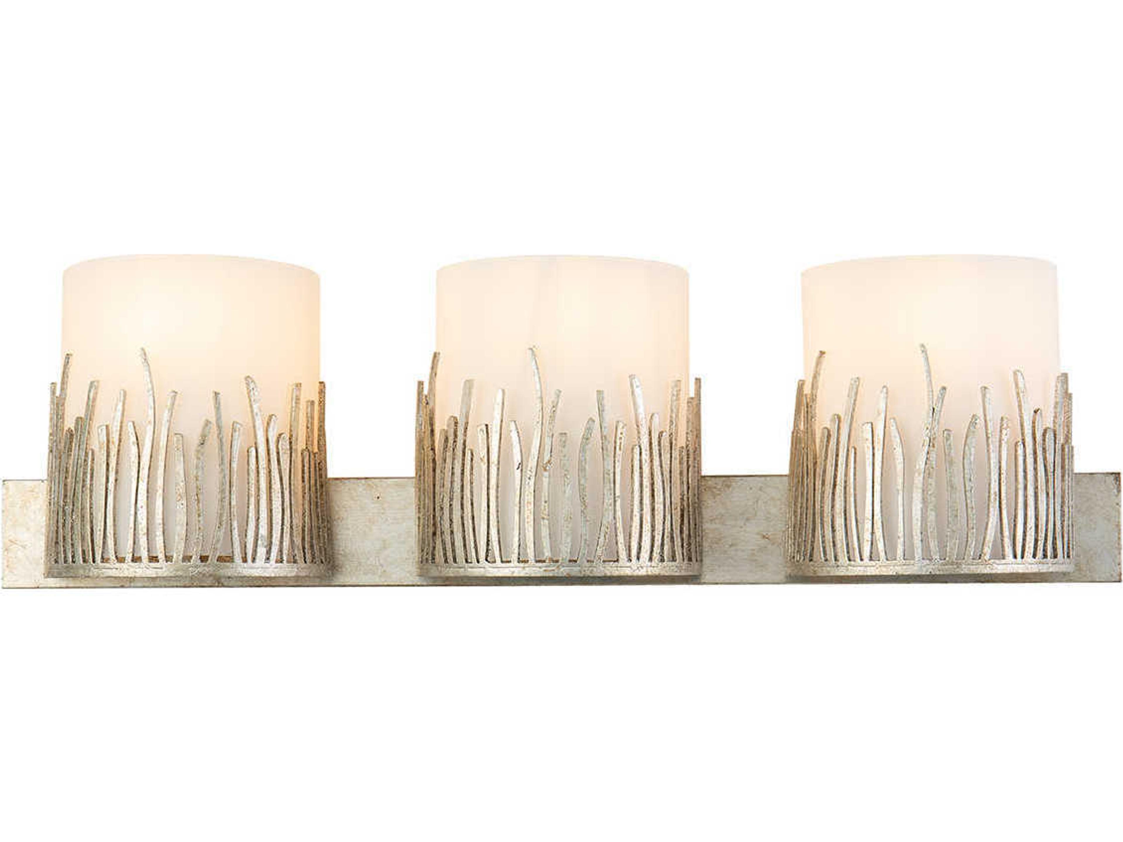 Sawgrass 3-Light Silver Leaf Glass Vanity Light