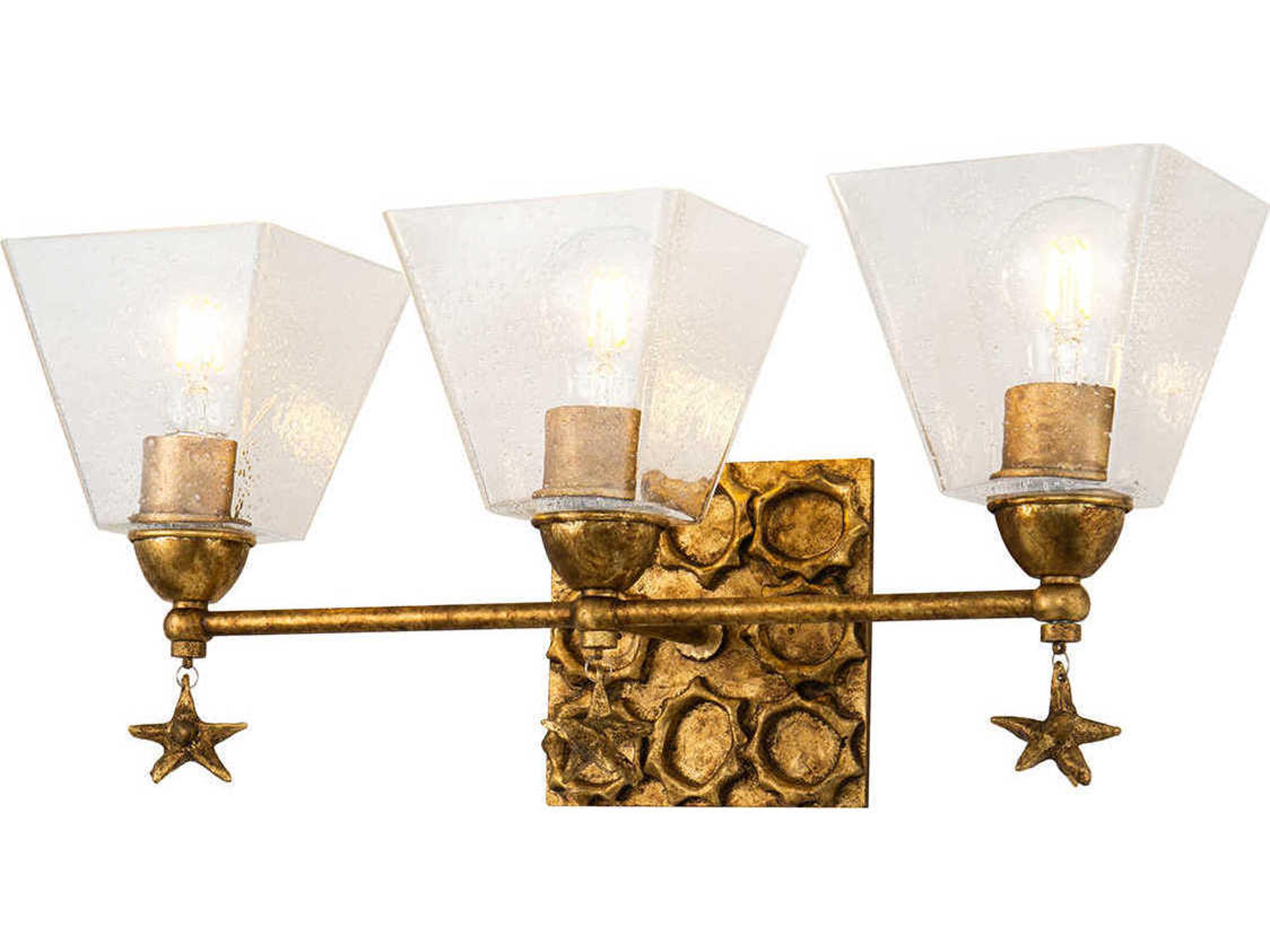 Star 3-Light Gold Leaf Glass Vanity Light