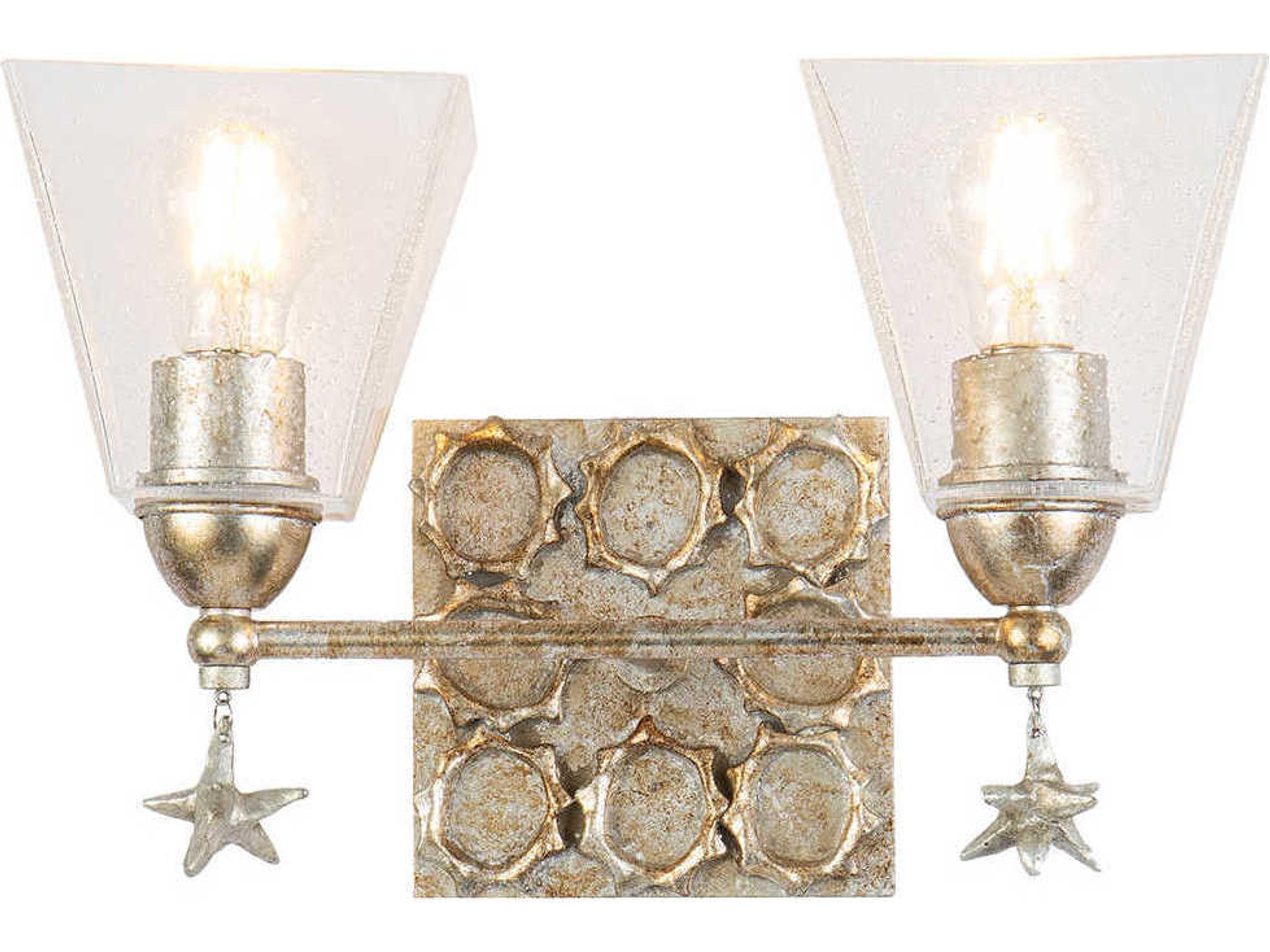 Star 2-Light Silver Leaf Glass Vanity Light