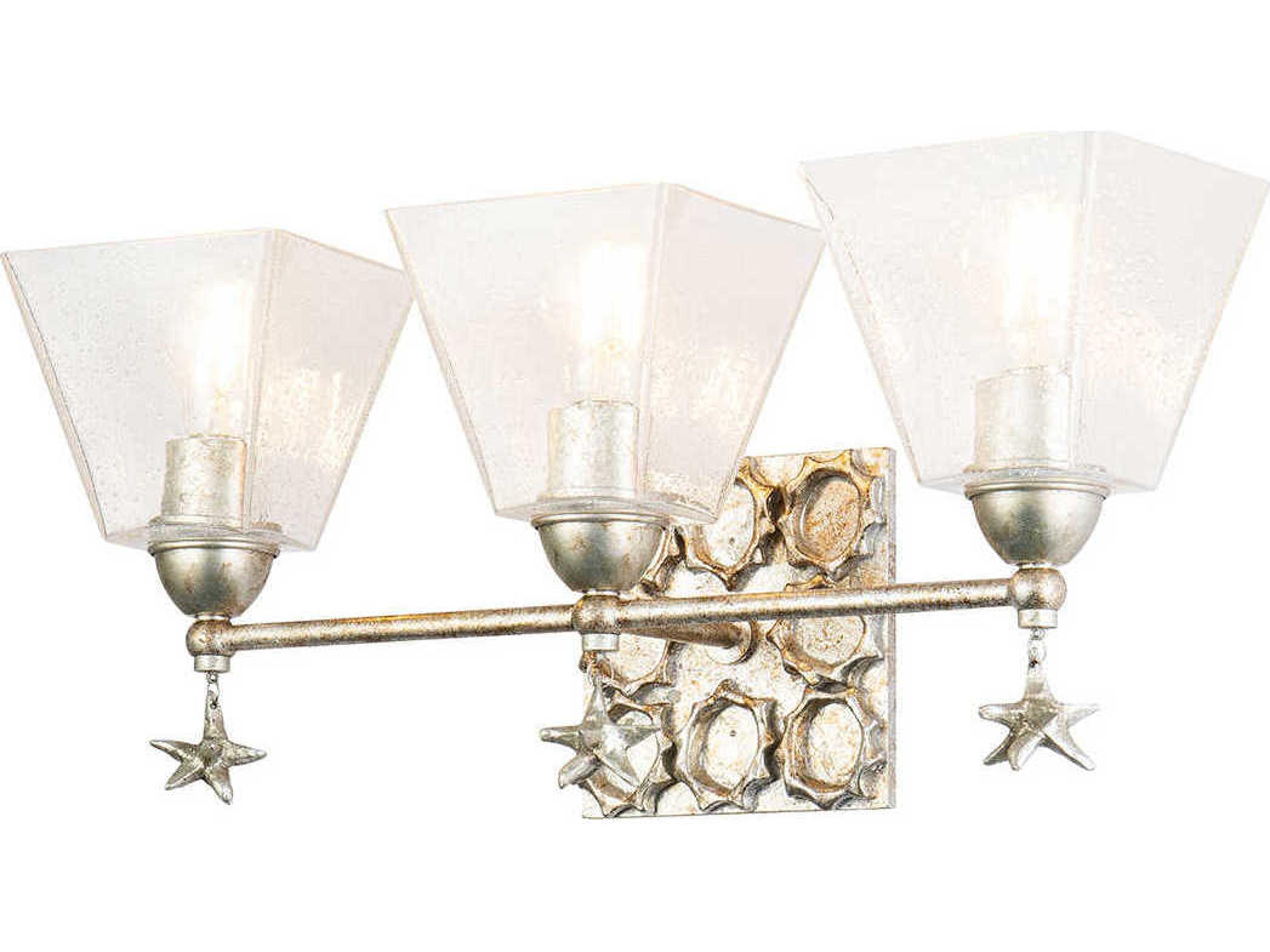 Star 3-Light Silver Leaf Glass Vanity Light