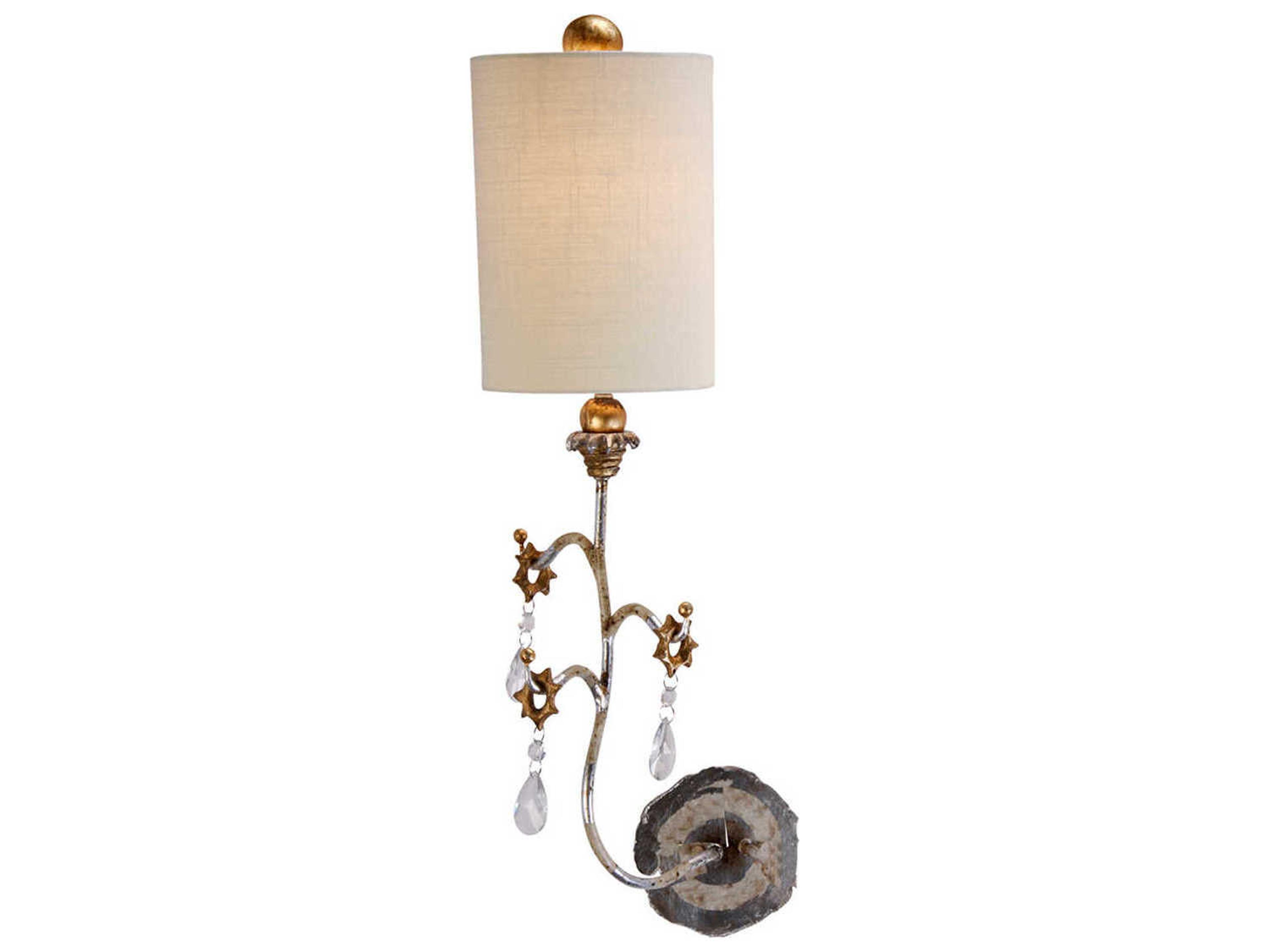 Tivoli 1-Light Cream Patina Silver And Gold Off White Crystal Wall Sconce