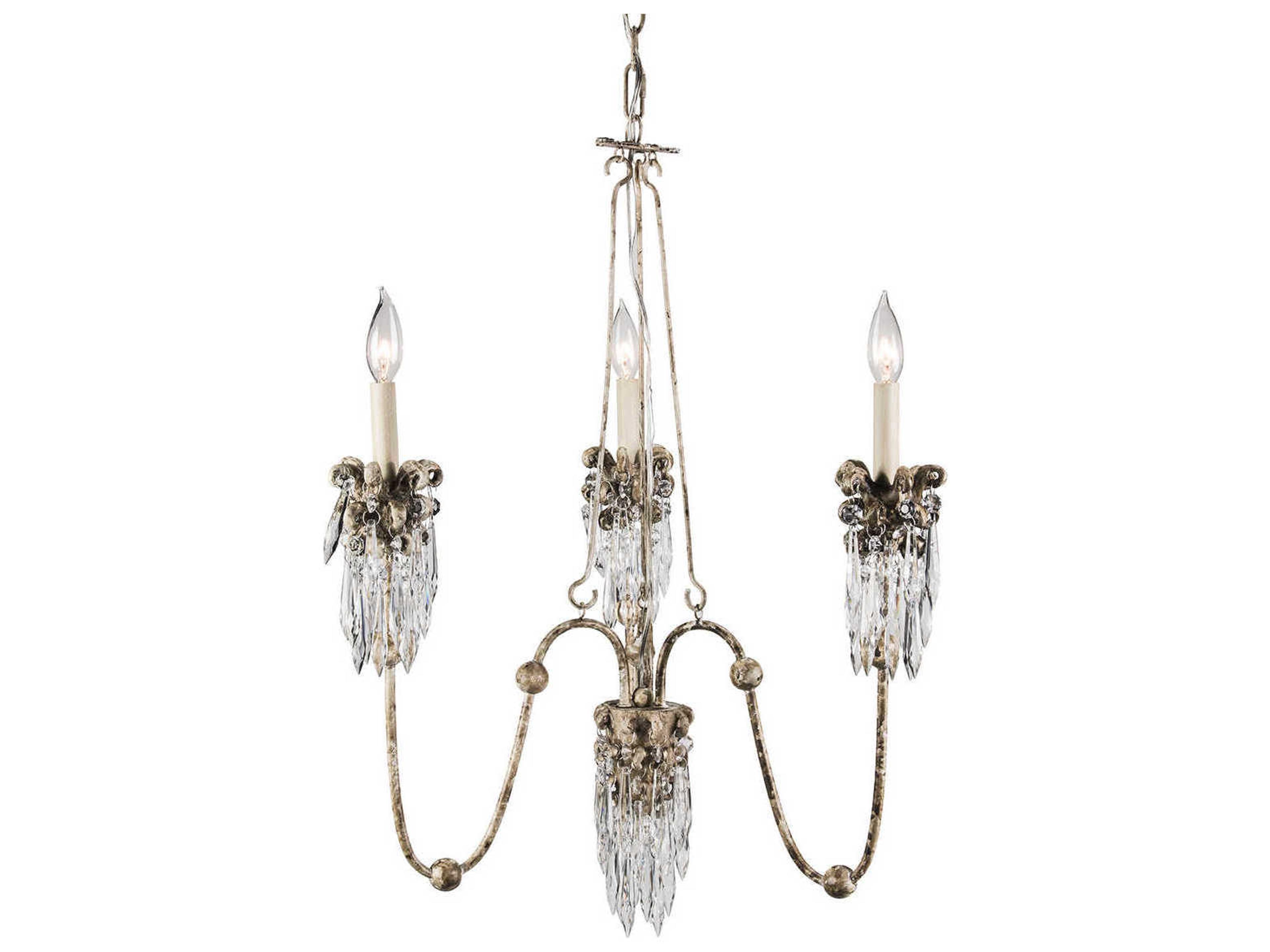 Venetian 3-Light Off White Crystal Glass Candelabra Chandelier