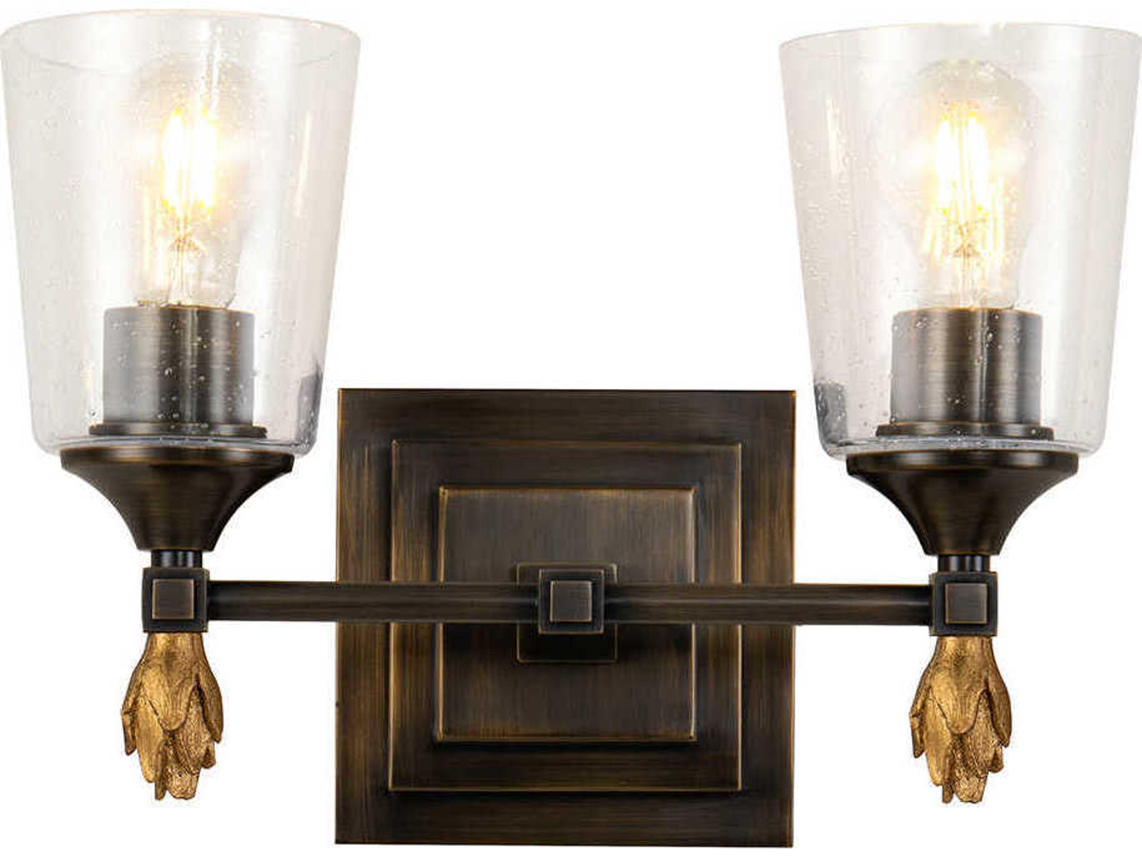 Vetiver 2-Light Dark Bronze Glass Vanity Light