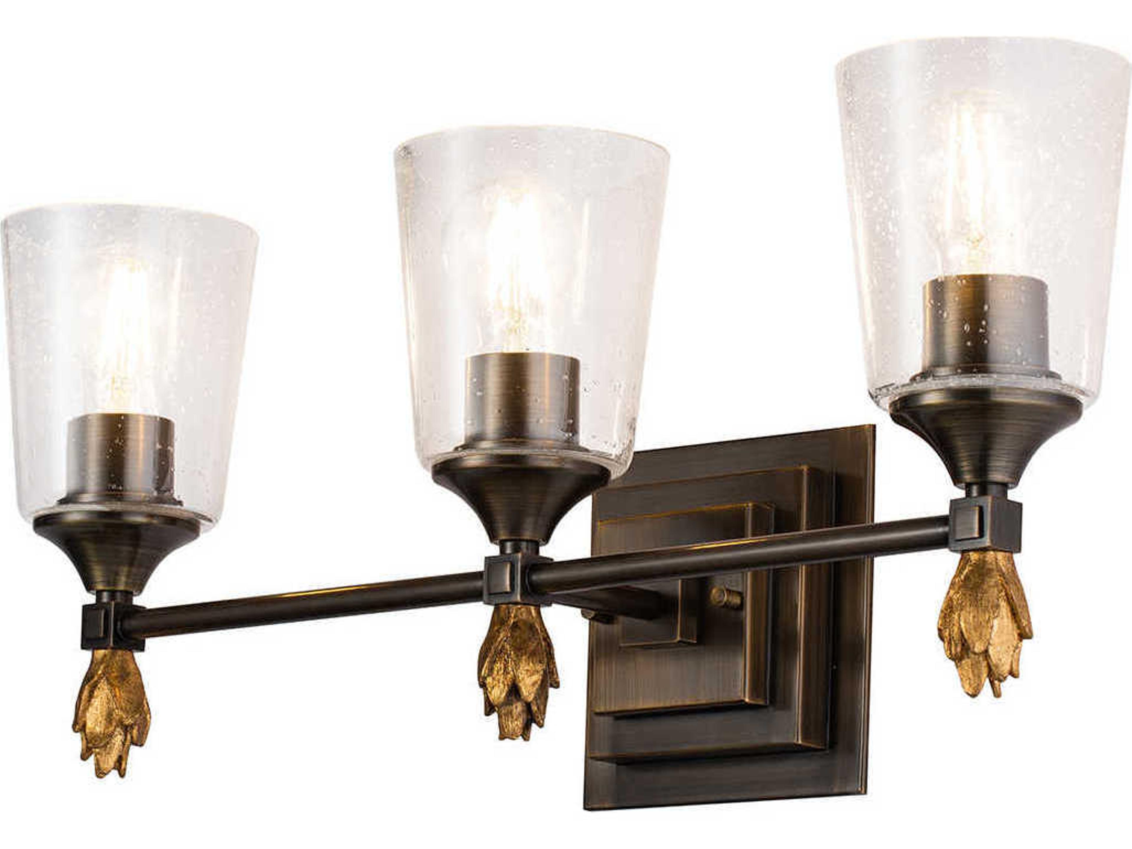 Vetiver 3-Light Dark Bronze Glass Vanity Light