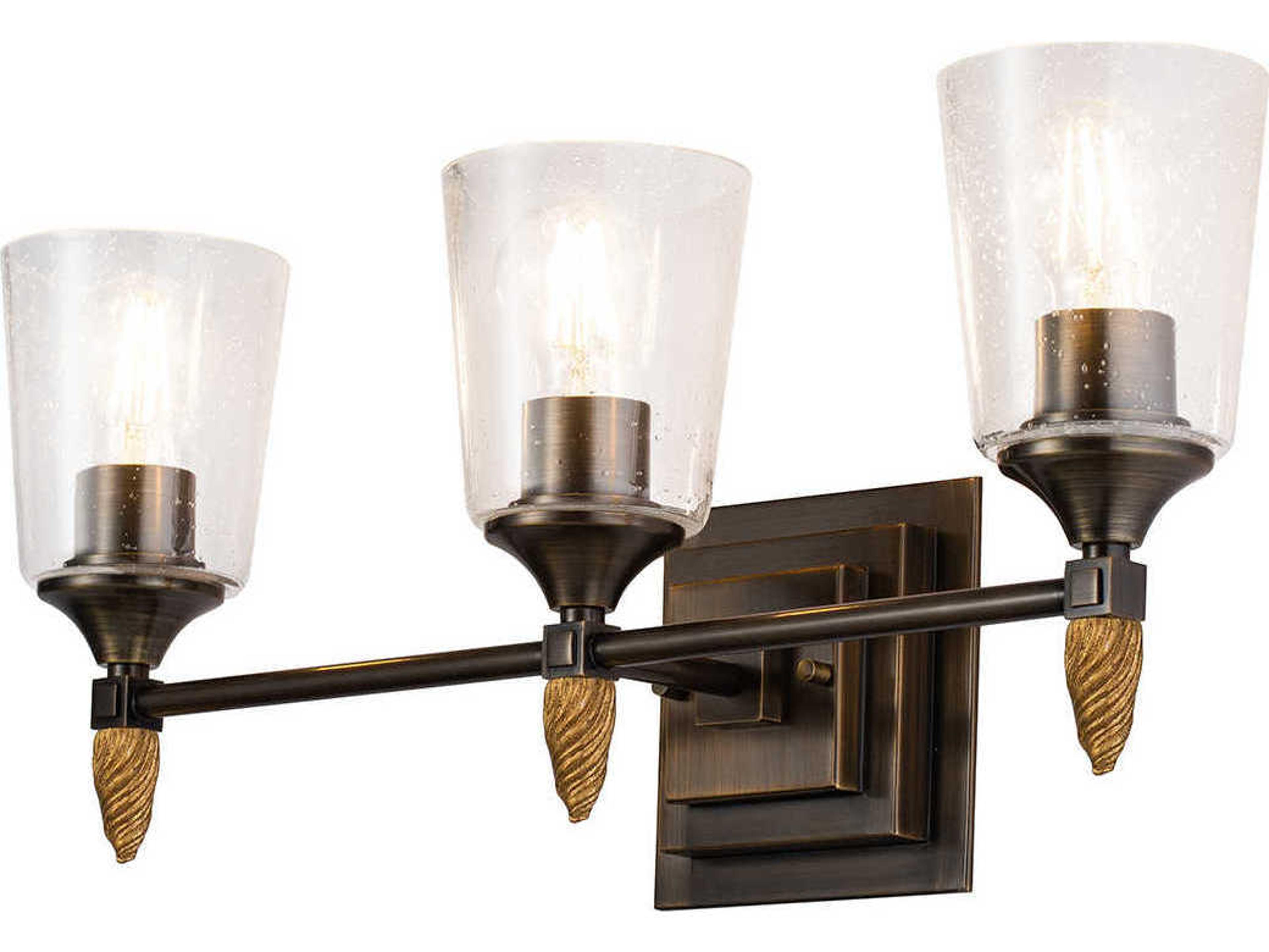 Vetiver 3-Light Dark Bronze Glass Vanity Light
