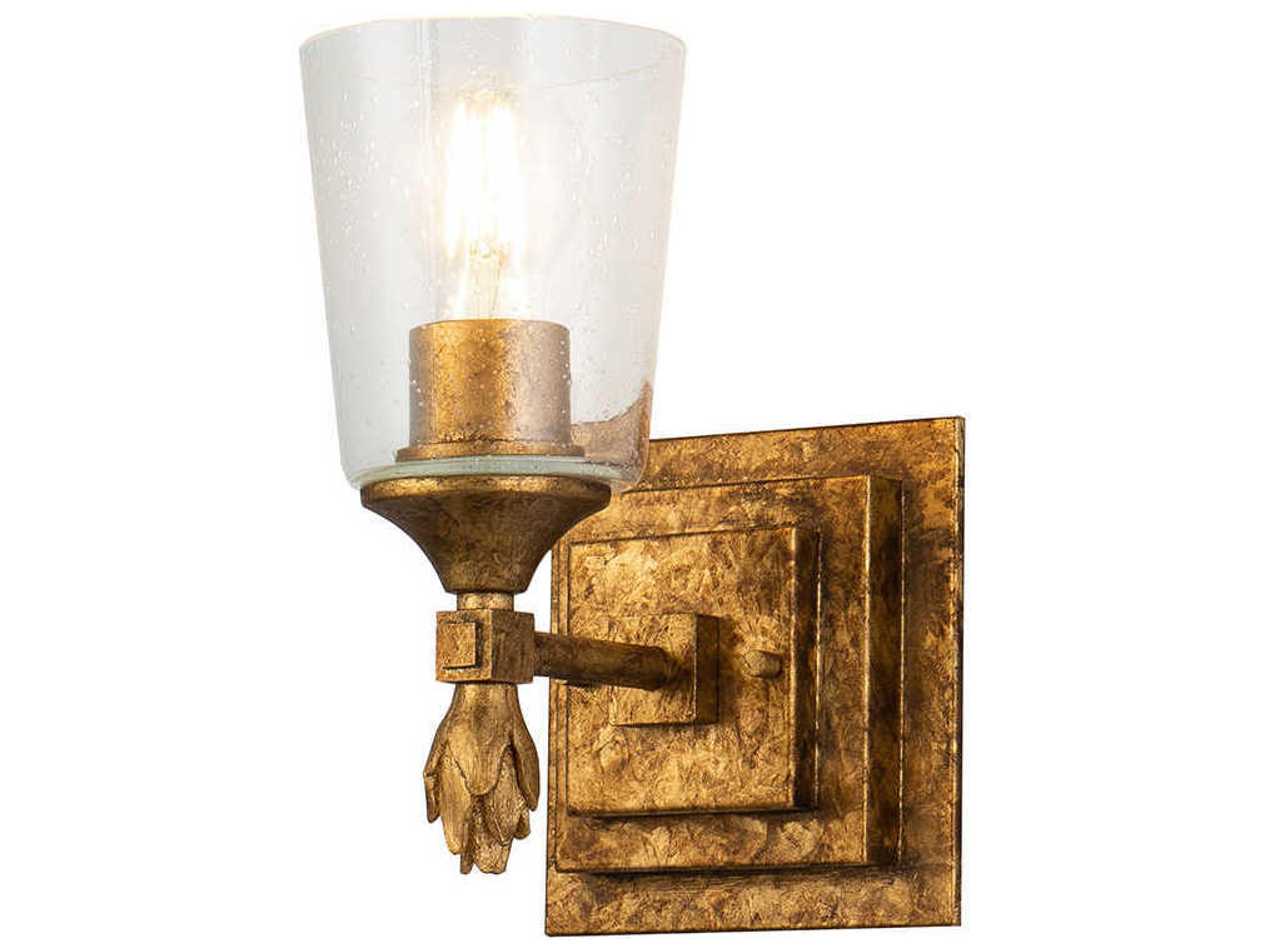 Vetiver 1-Light Gold Leaf Glass Wall Sconce