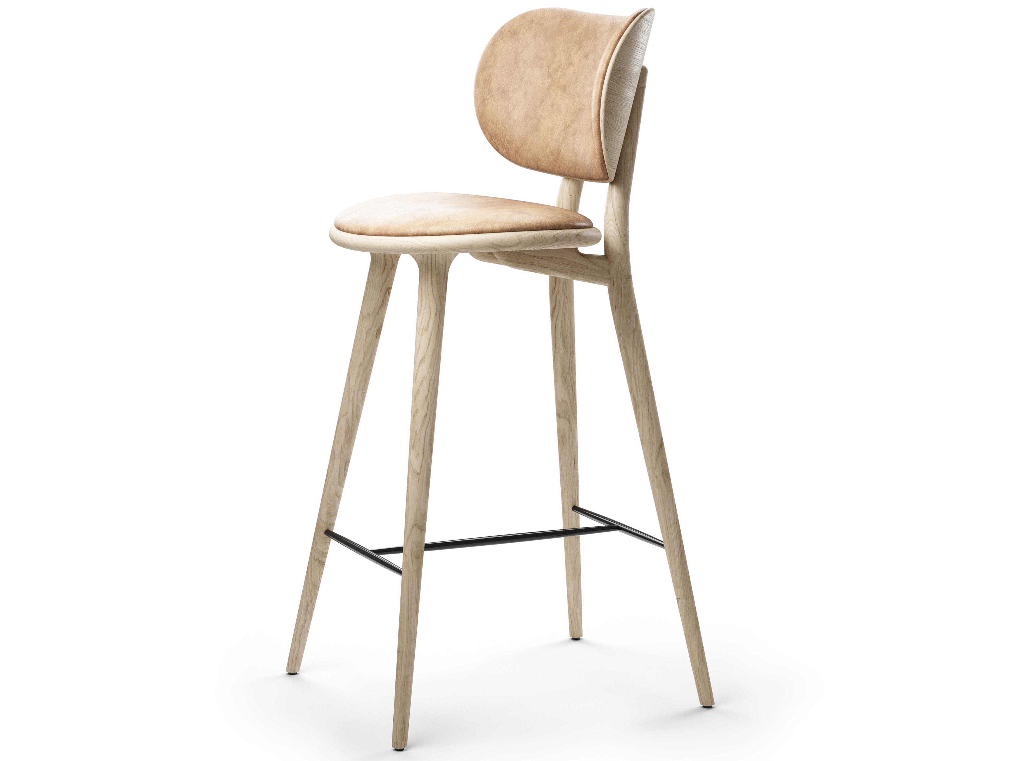 Leather Natural Matt Lacquered Bar Stool