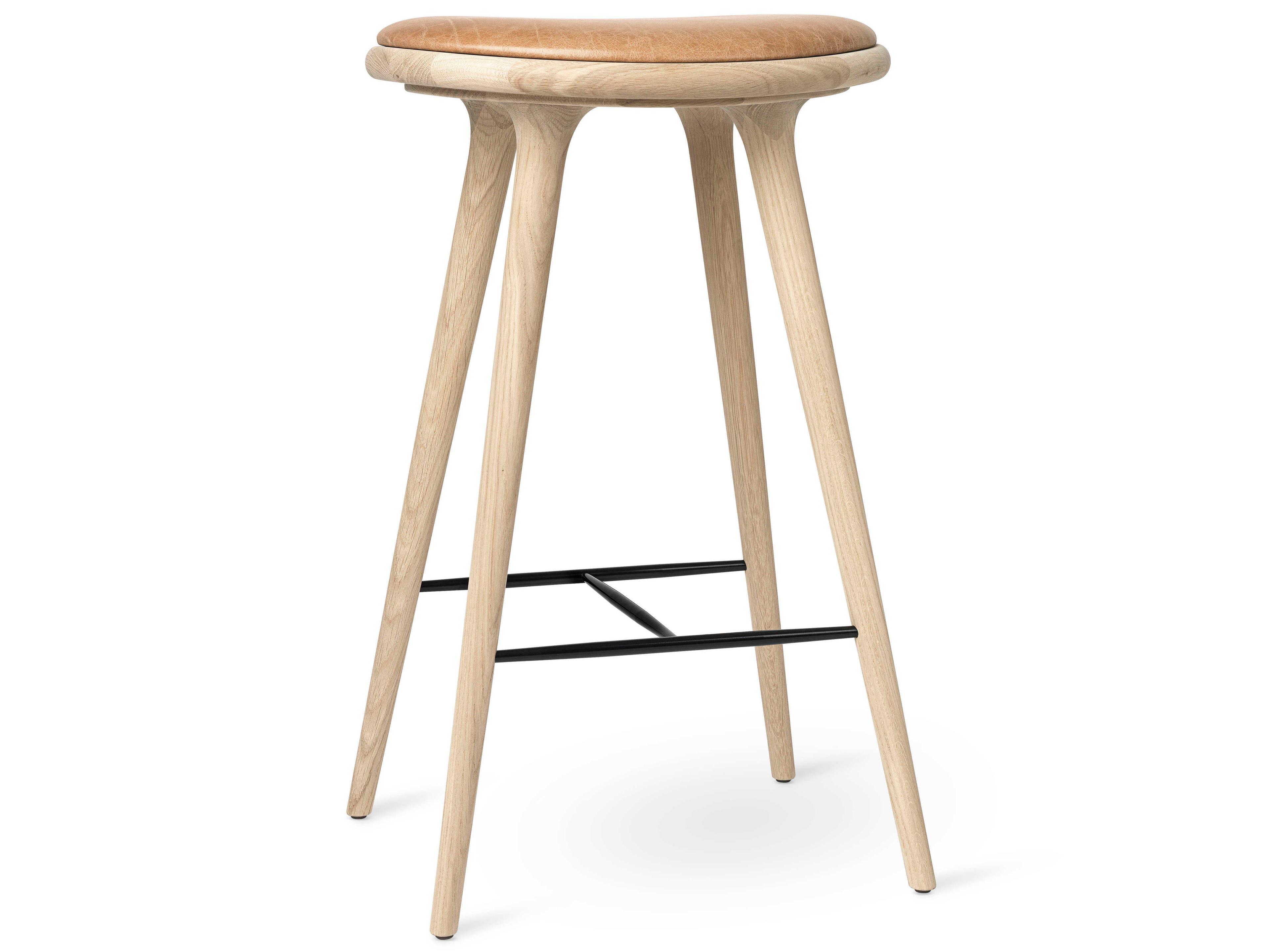 Space Leather Natural Soap Oak Bar Stool