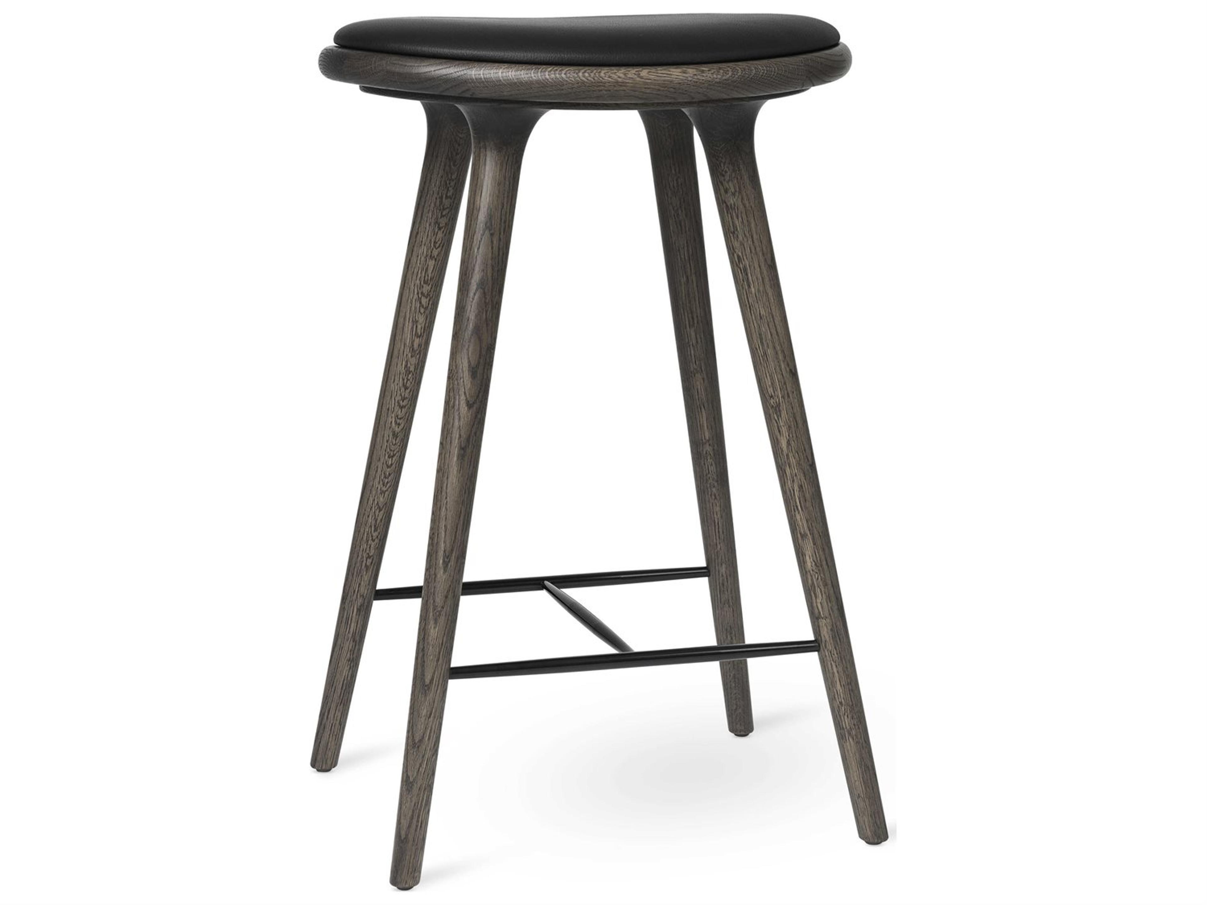 Space Leather Oak Wood Sirka Grey Stain Counter Stool