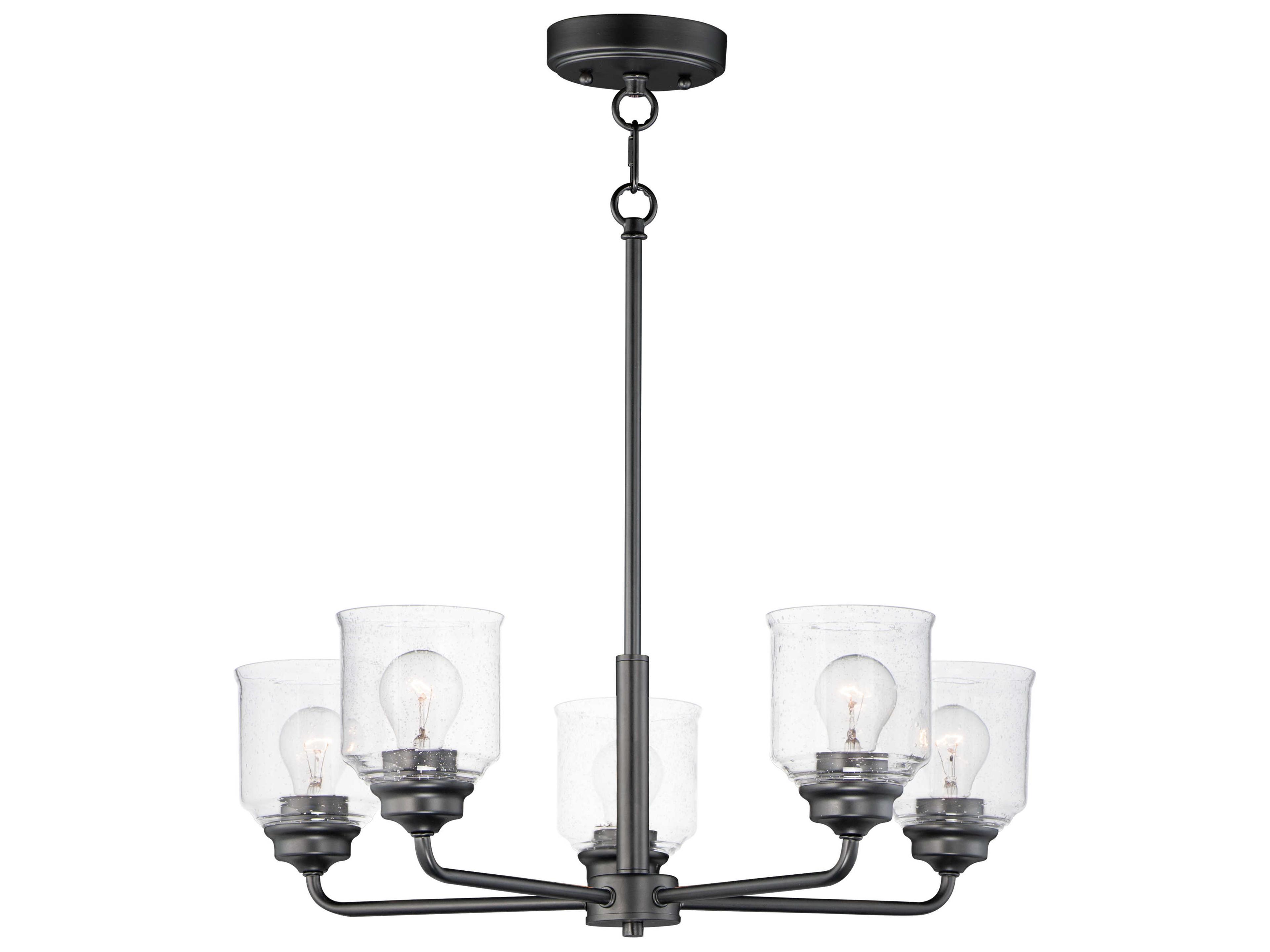Acadia 5-Light Black Glass Bell Chandelier