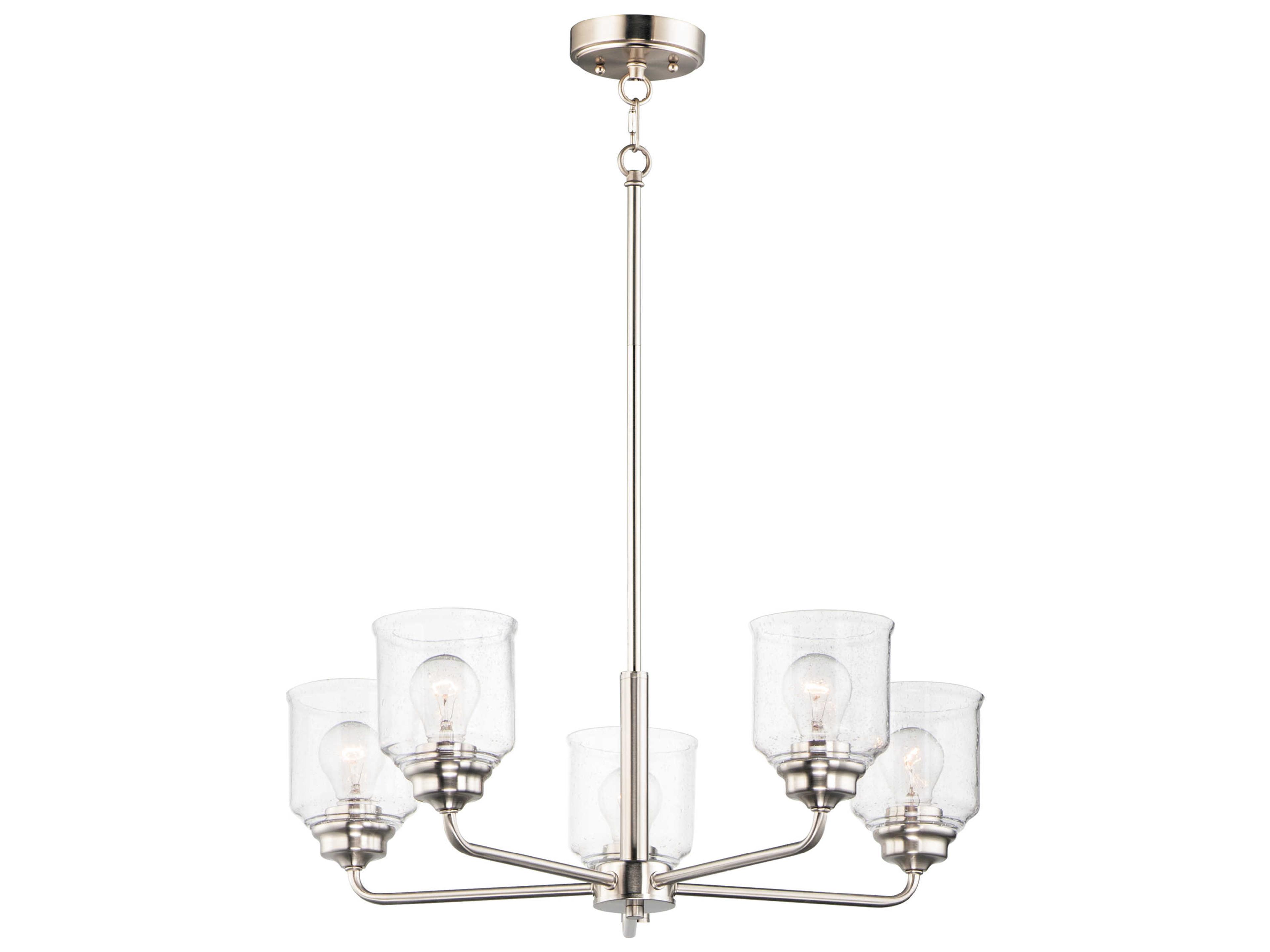 Acadia 5-Light Satin Nickel Glass Bell Chandelier