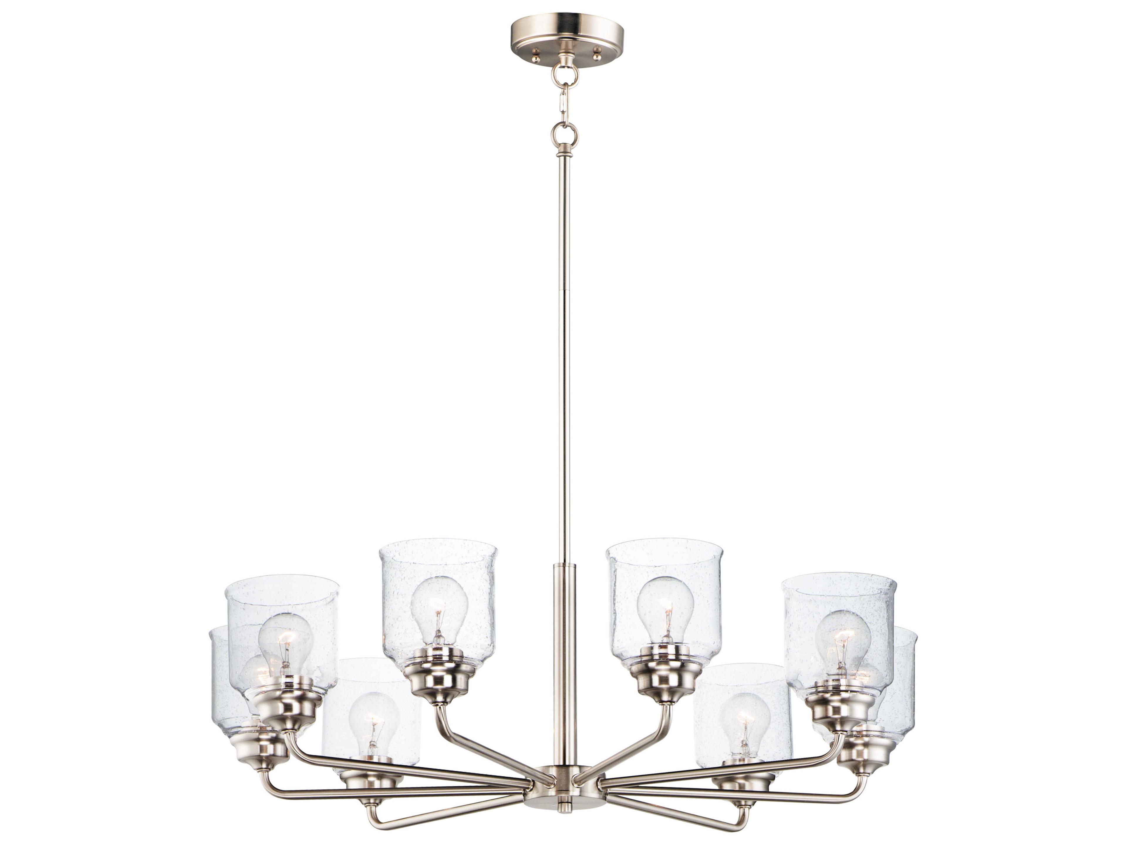 Acadia 8-Light Satin Nickel Glass Bell Chandelier