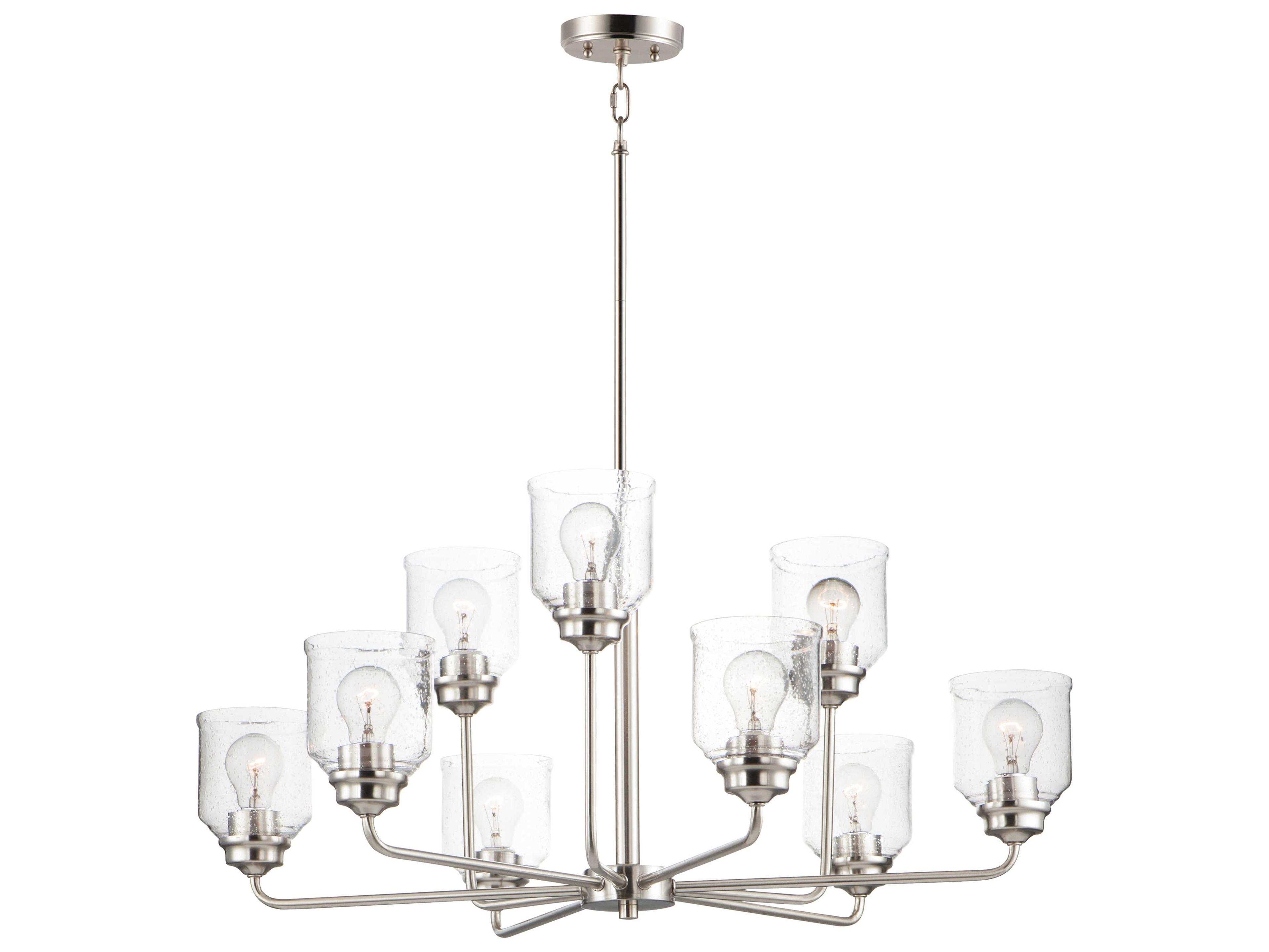 Acadia 9-Light Satin Nickel Glass Bell Chandelier