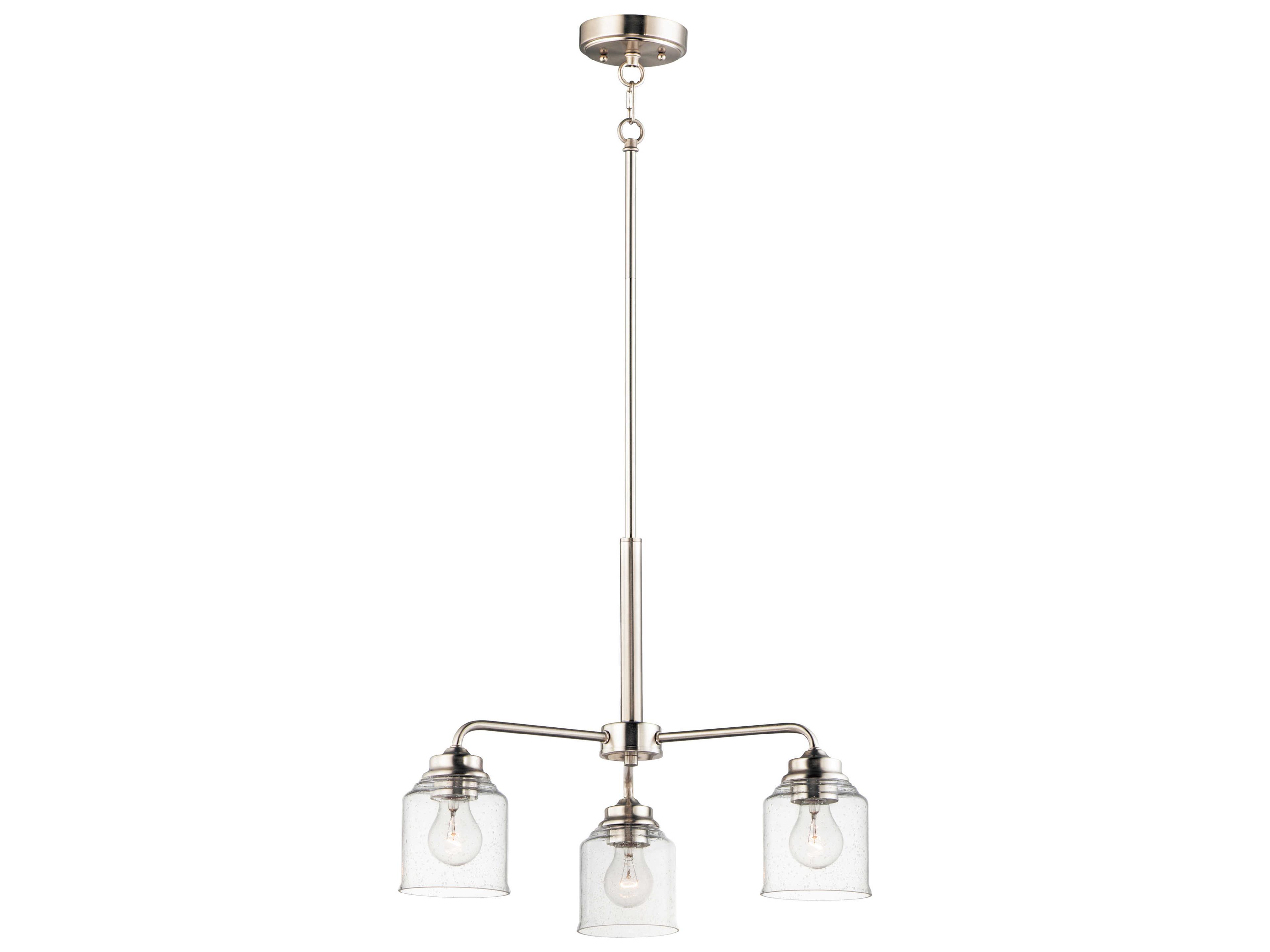 Acadia 3-Light Satin Nickel Glass Bell Chandelier